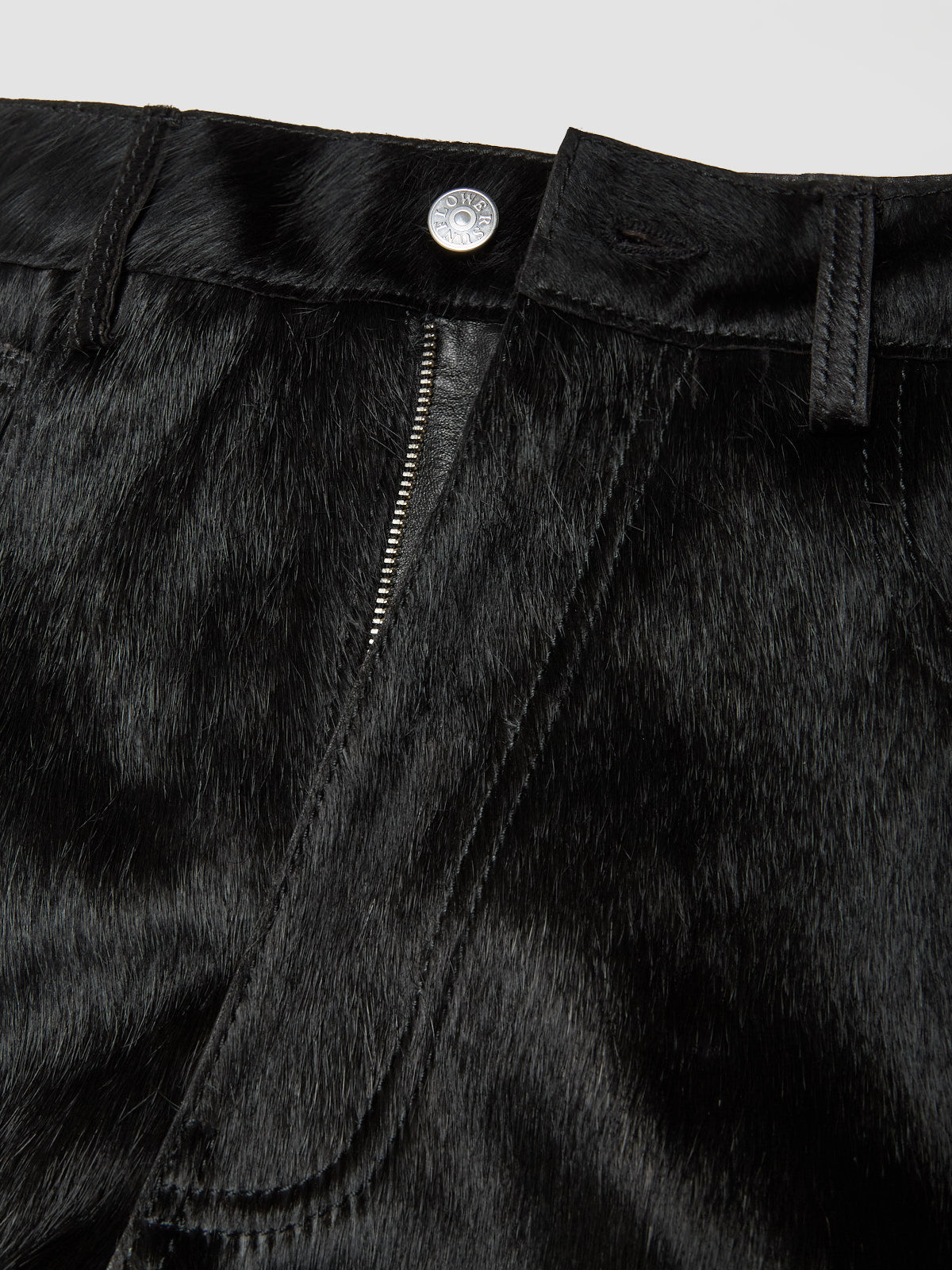 Wide Twist Cow Hide Pants in Black