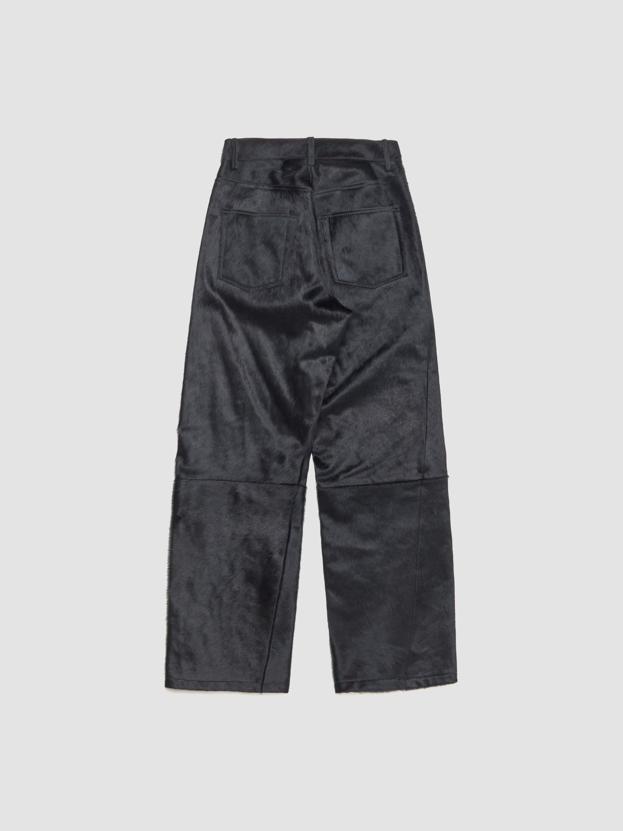 Wide Twist Cow Hide Pants in Black
