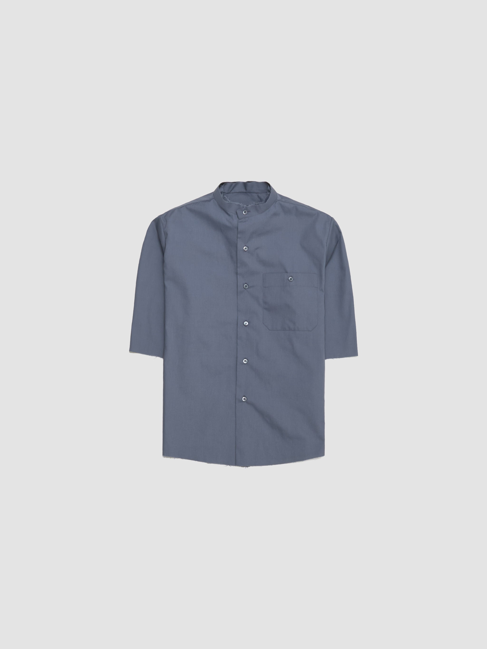 Cotton Blend Short-Sleeved Shirt in Blue