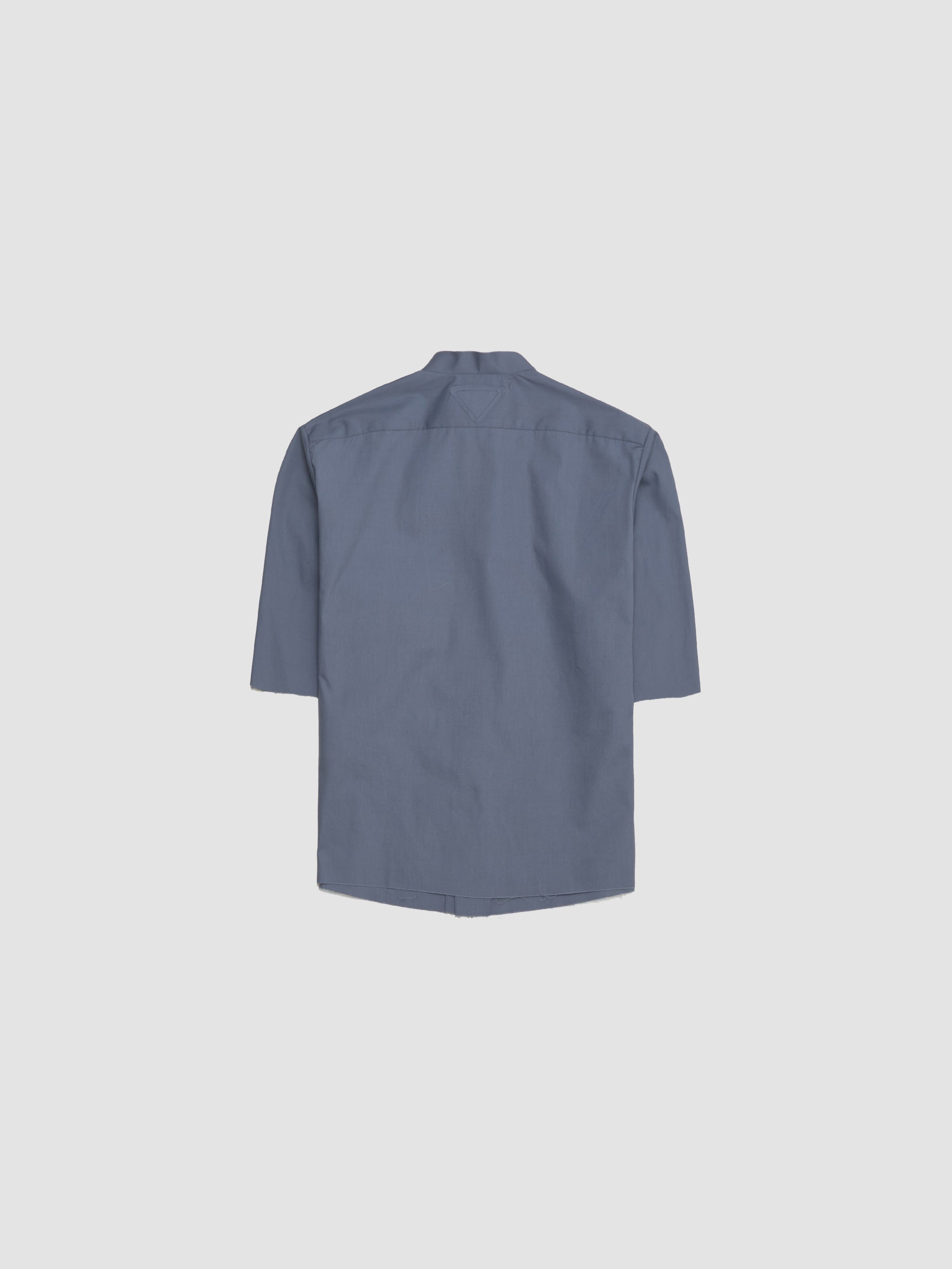 Cotton Blend Short-Sleeved Shirt in Blue