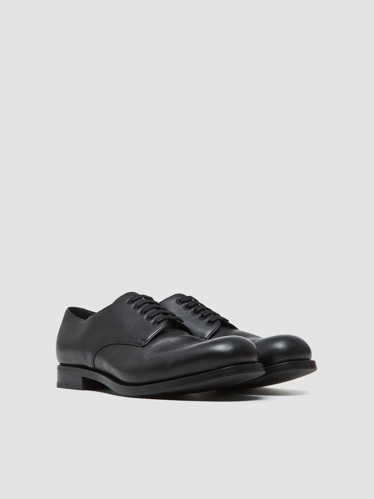 Antique Leather Lace-Up Shoes in Black