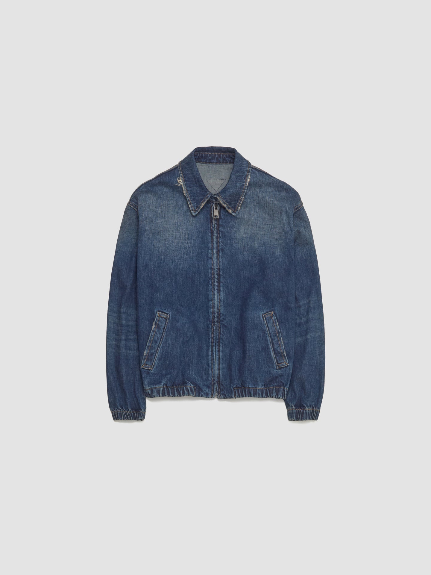 Washed Denim Blouson Jacket in Blue