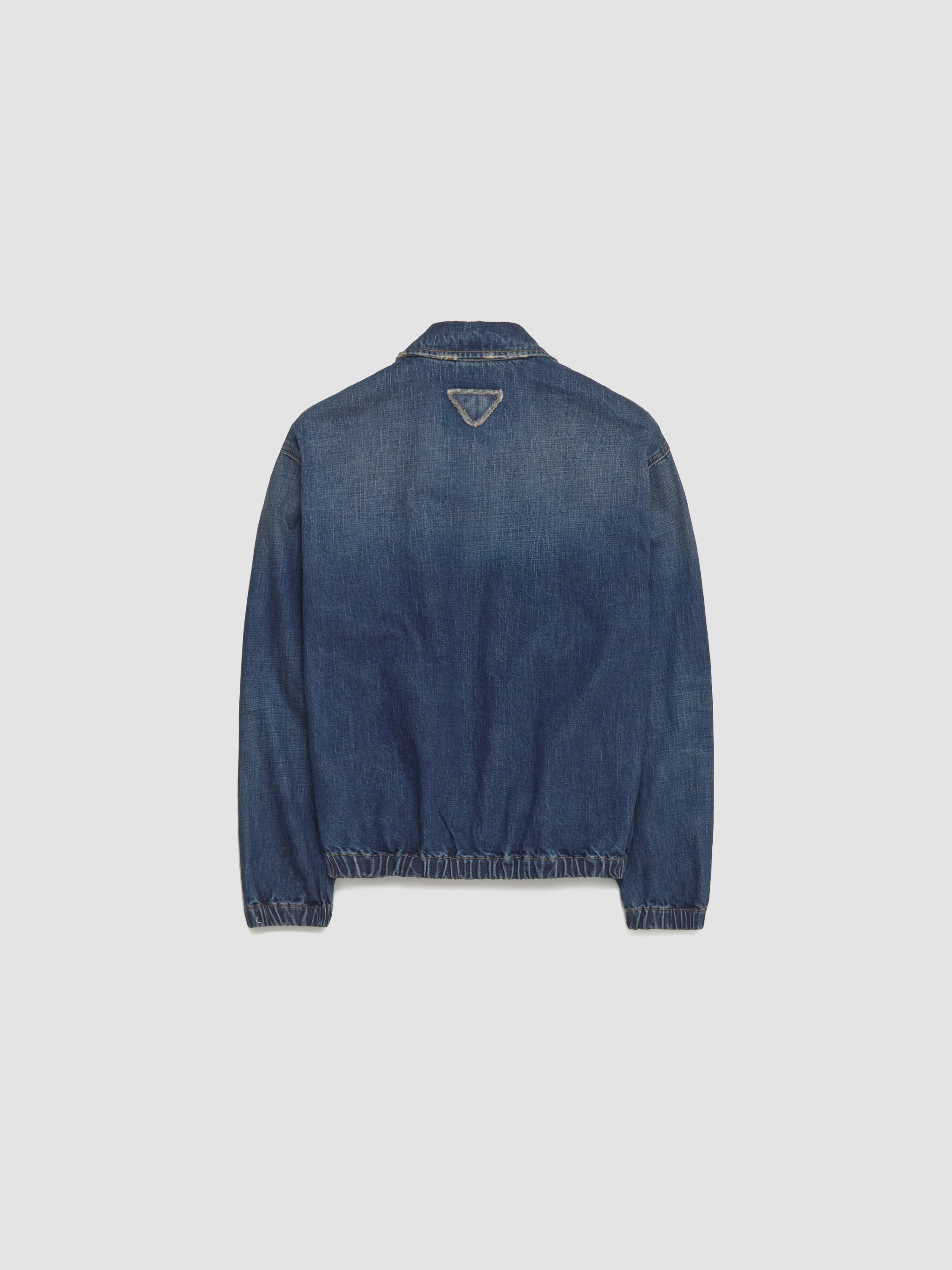 Washed Denim Blouson Jacket in Blue