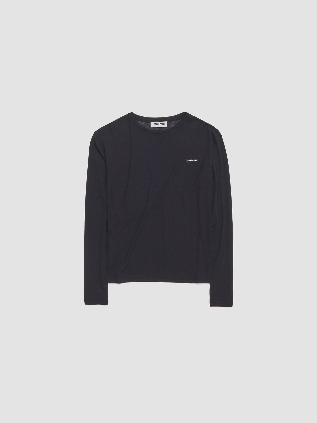 Long-Sleeved Ribbed Jersey T-Shirt in Black