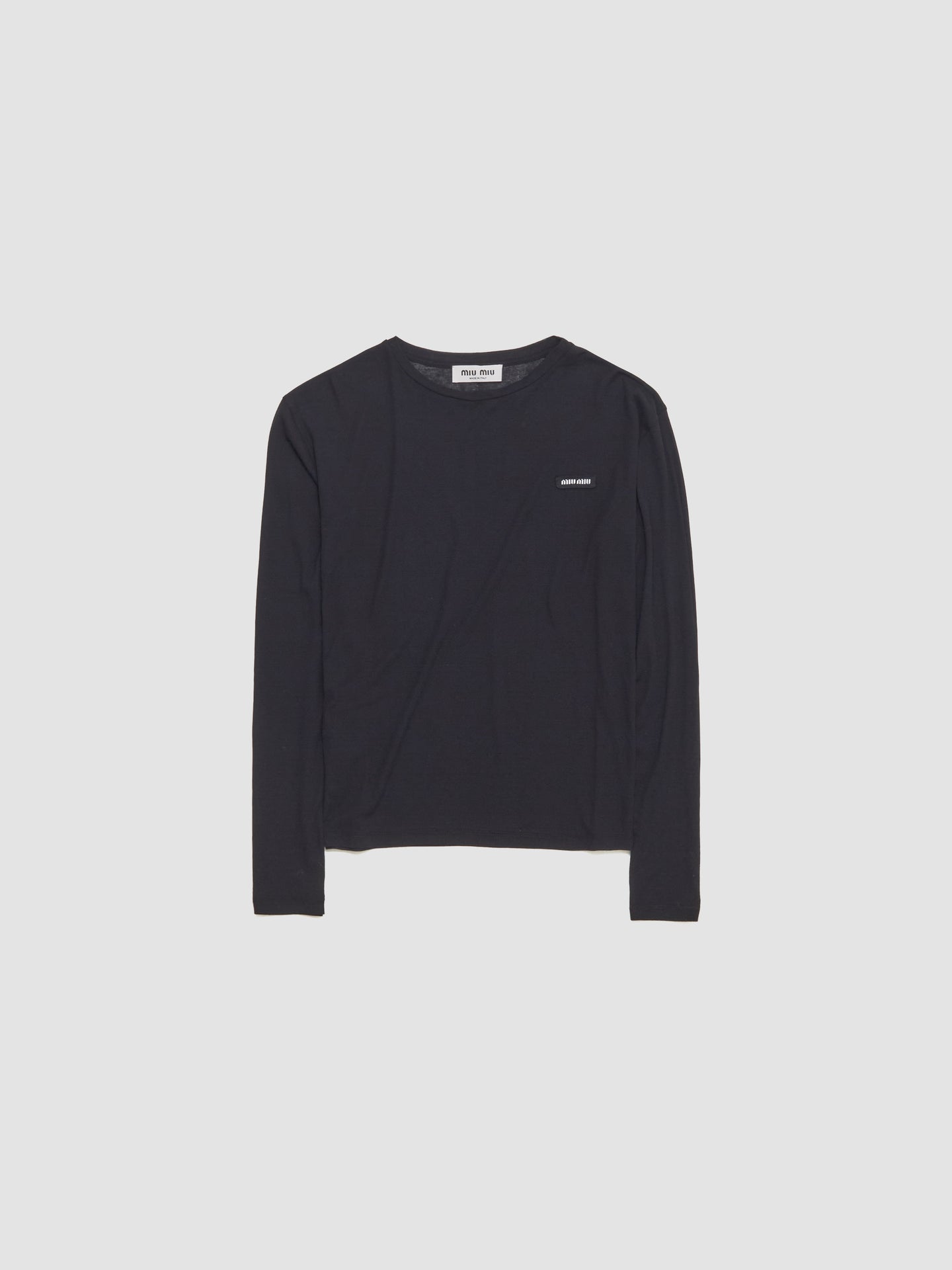 Long-Sleeved Ribbed Jersey T-Shirt in Black