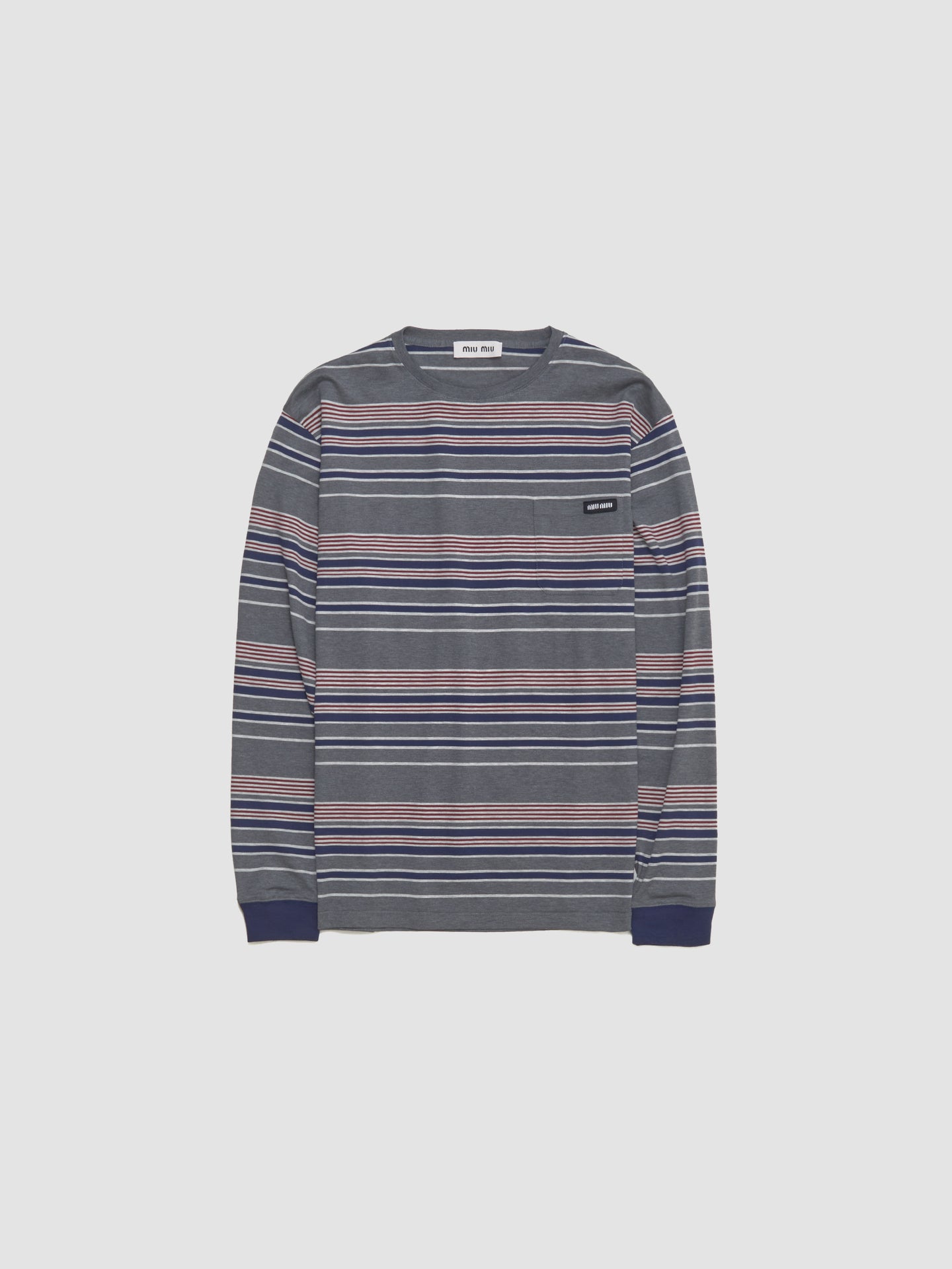 Striped Jersey T-Shirt in Grey & Blue