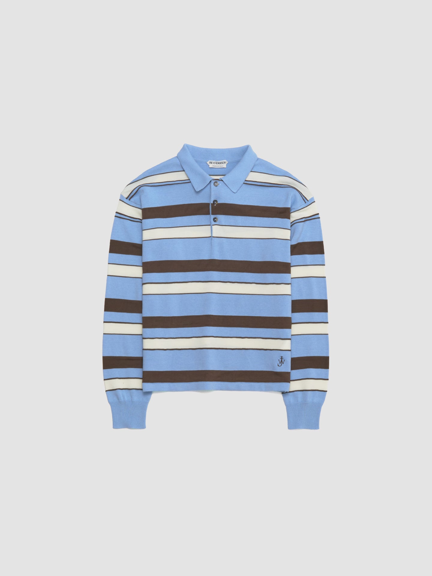 Knitted Rugby Polo in Misty Blue