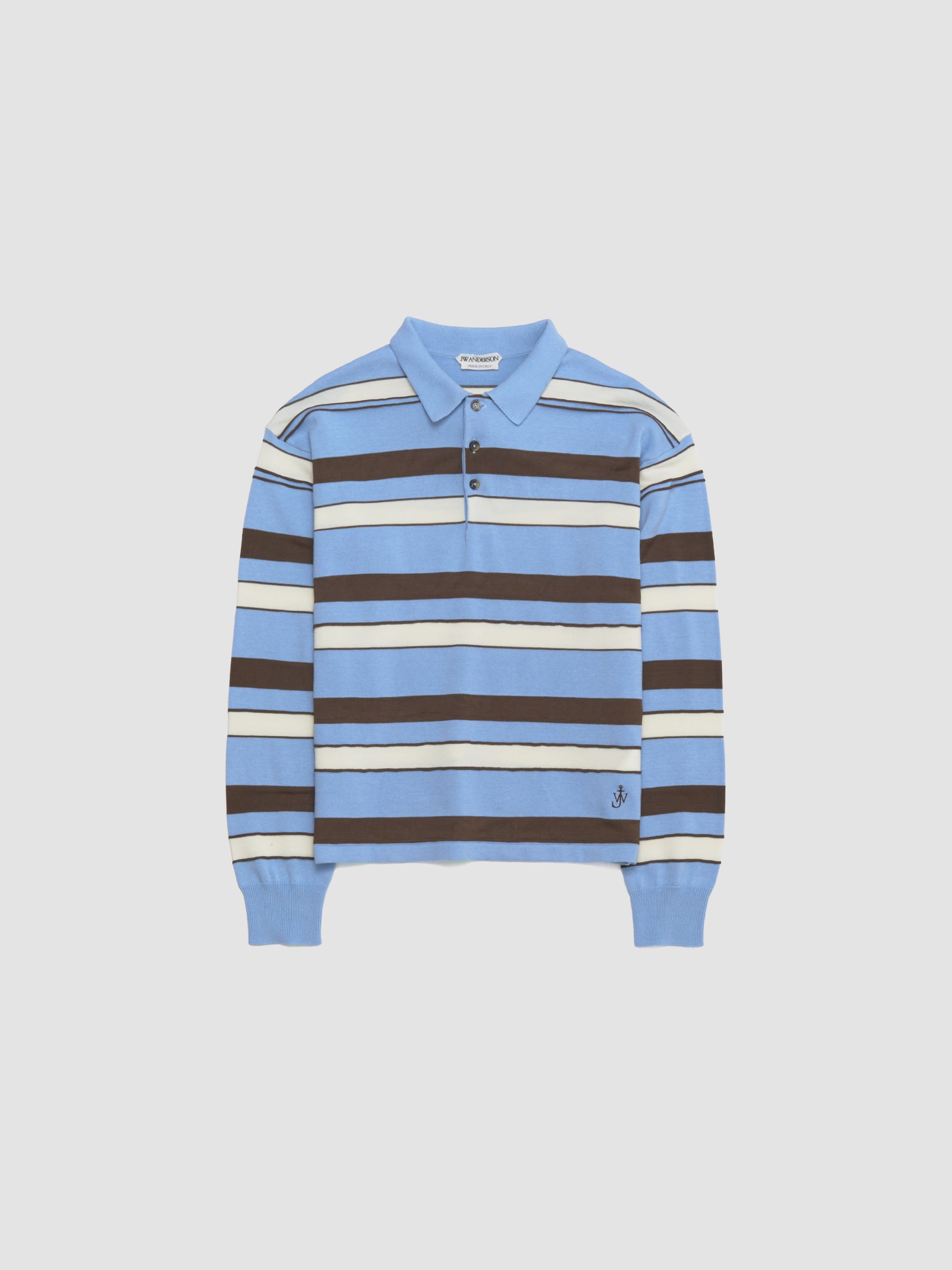 Knitted Rugby Polo in Misty Blue