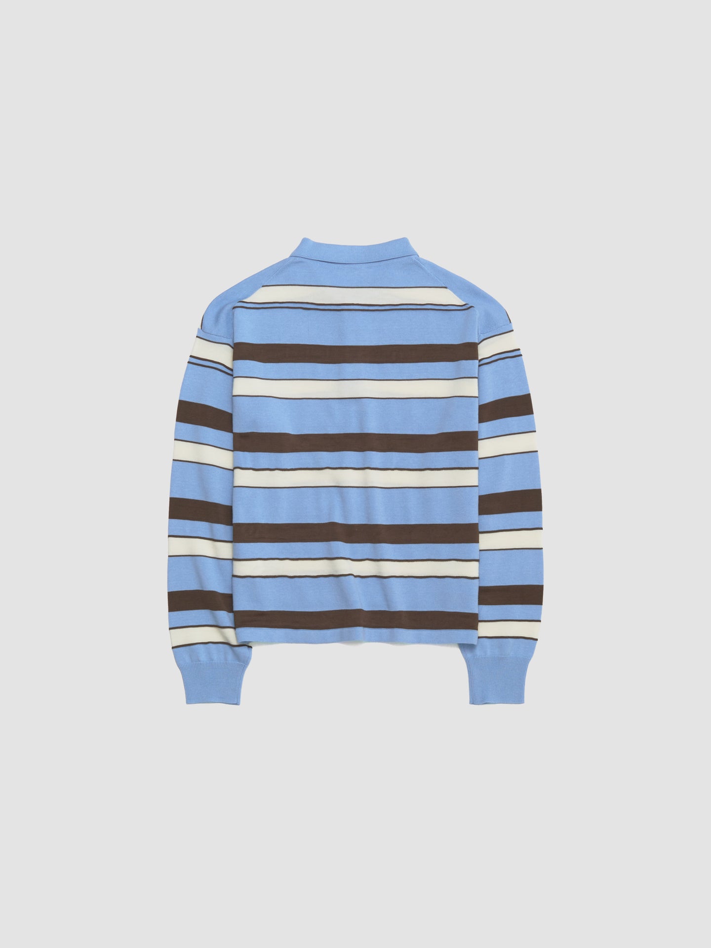 Knitted Rugby Polo in Misty Blue