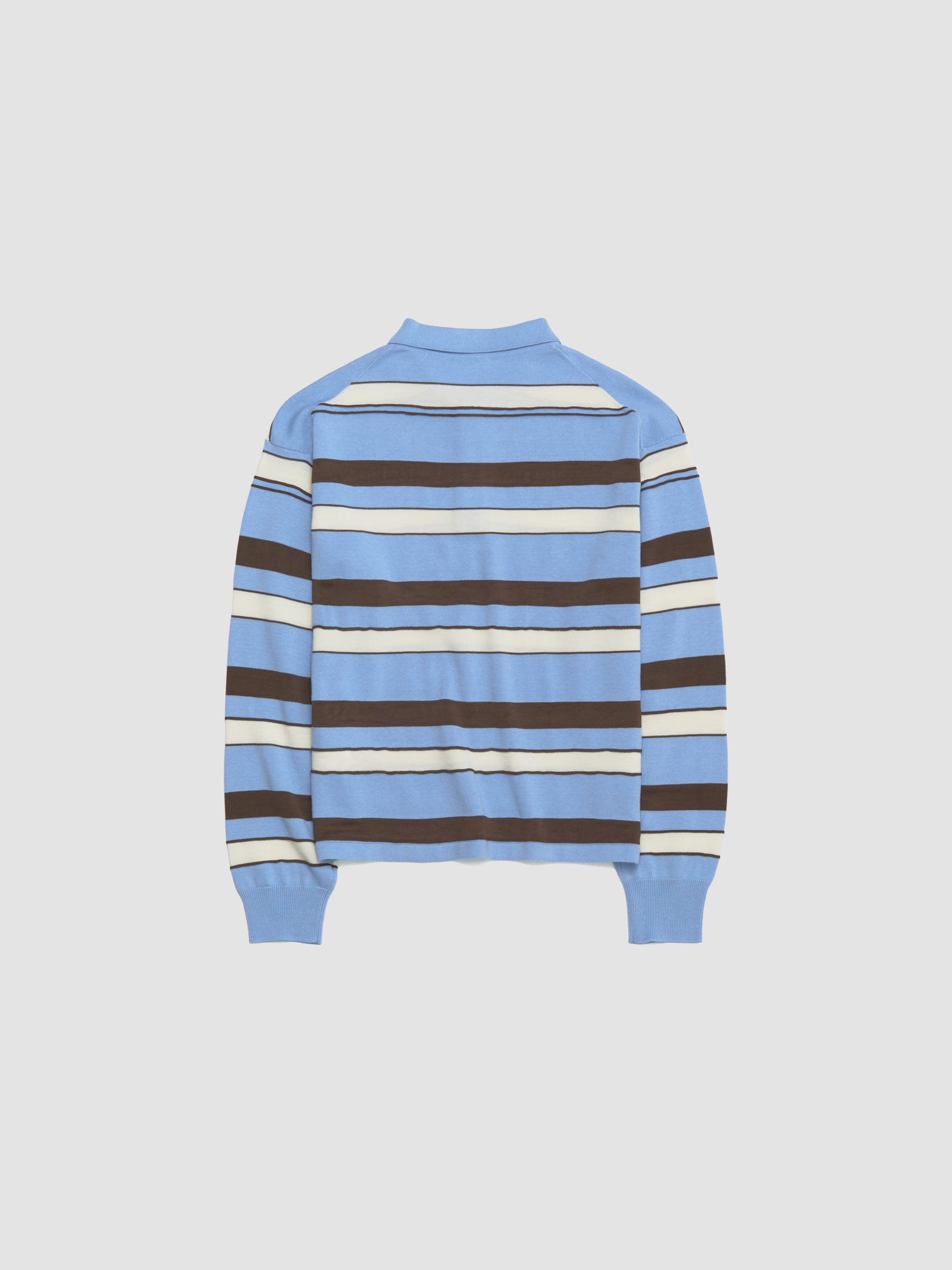 Knitted Rugby Polo in Misty Blue