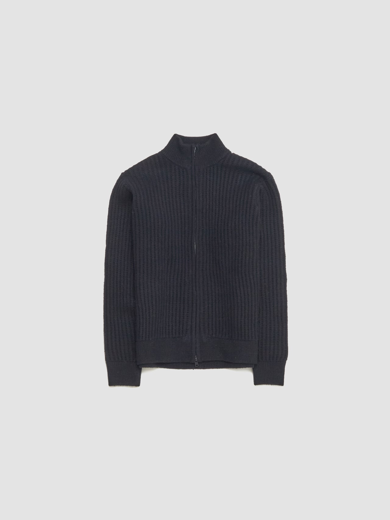 Military Patch Zip Sweater in Black