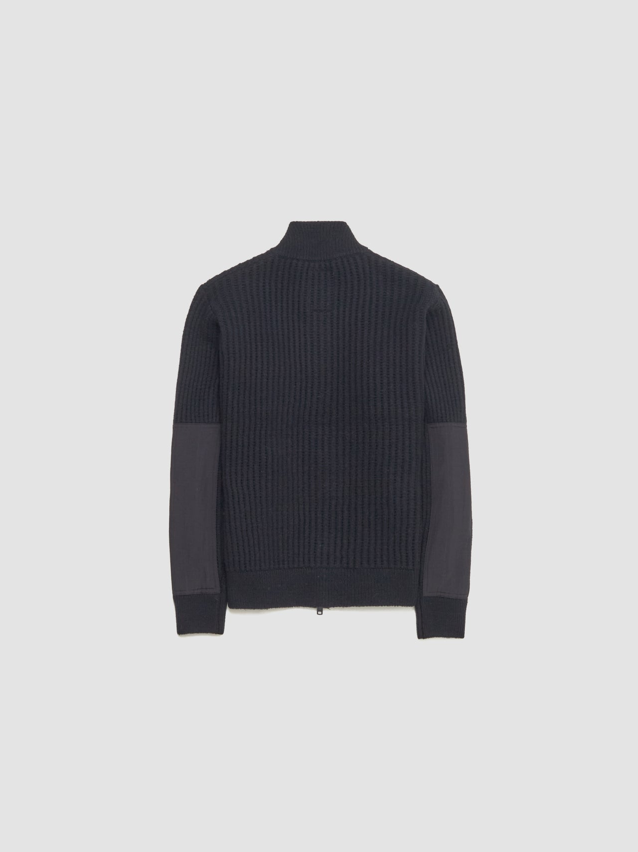 Military Patch Zip Sweater in Black