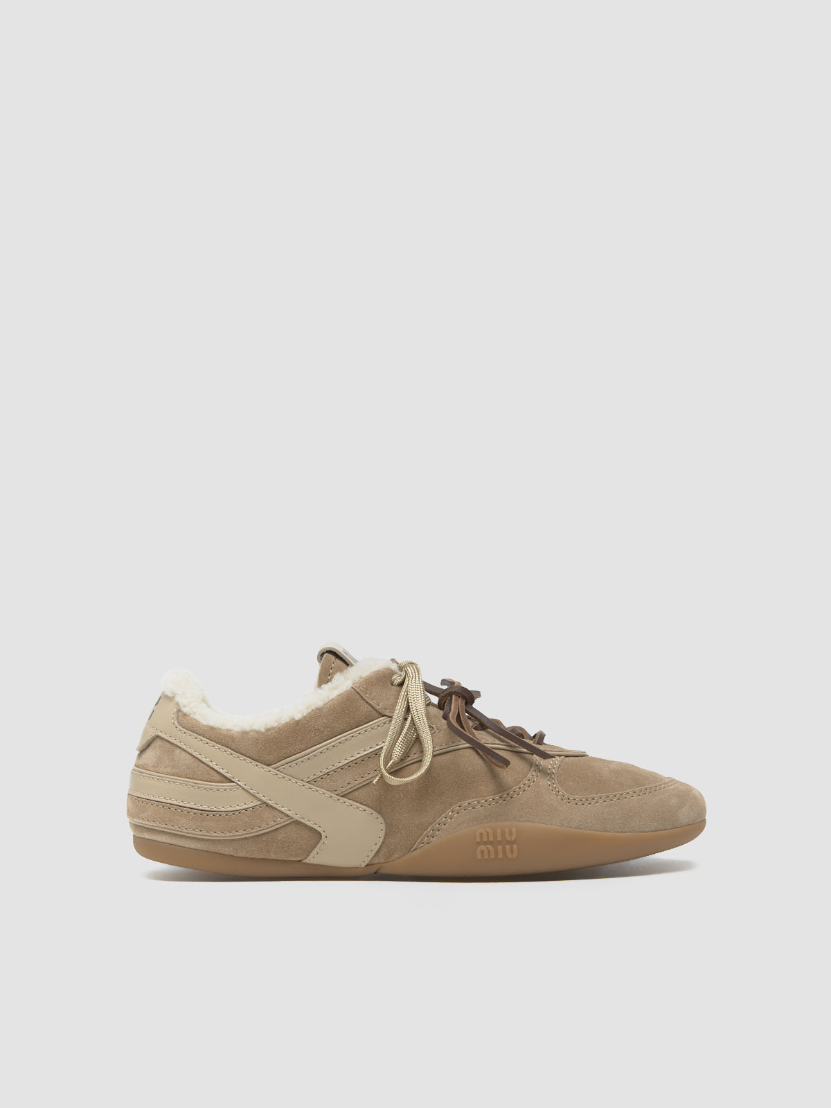 Gymnasium Suede and Shearling Sneaker in Desert