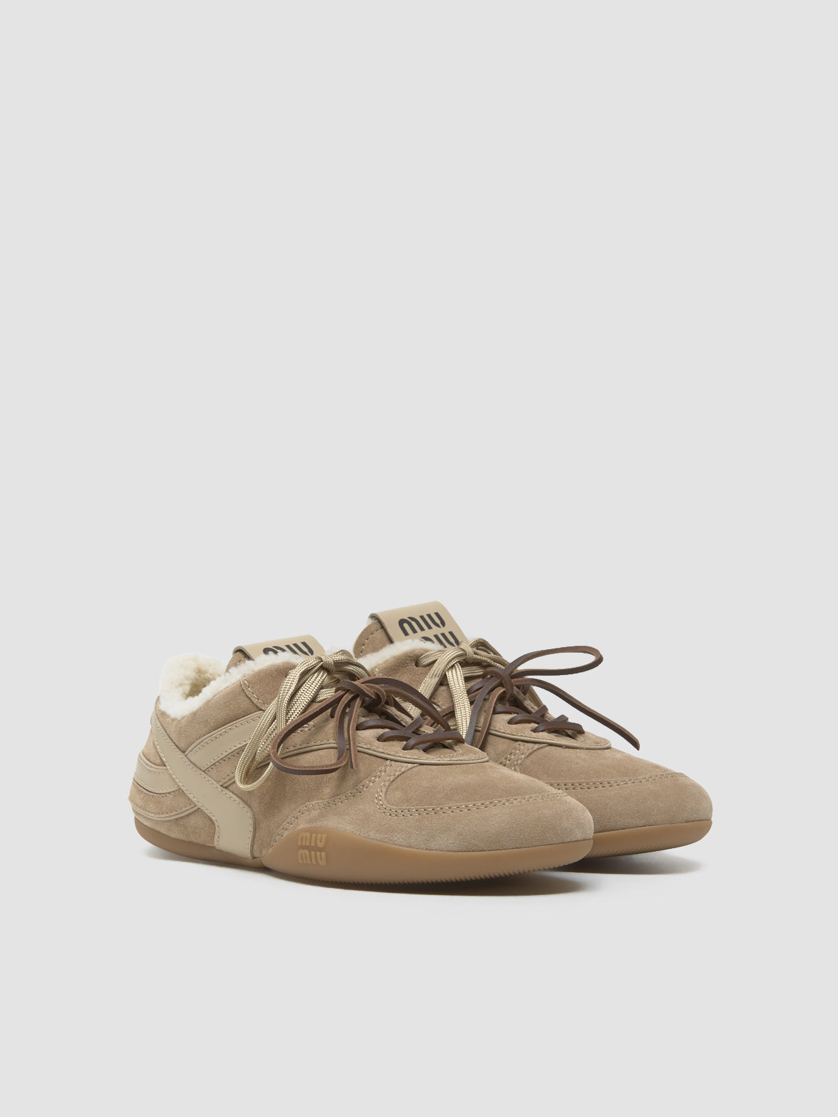 Gymnasium Suede and Shearling Sneaker in Desert