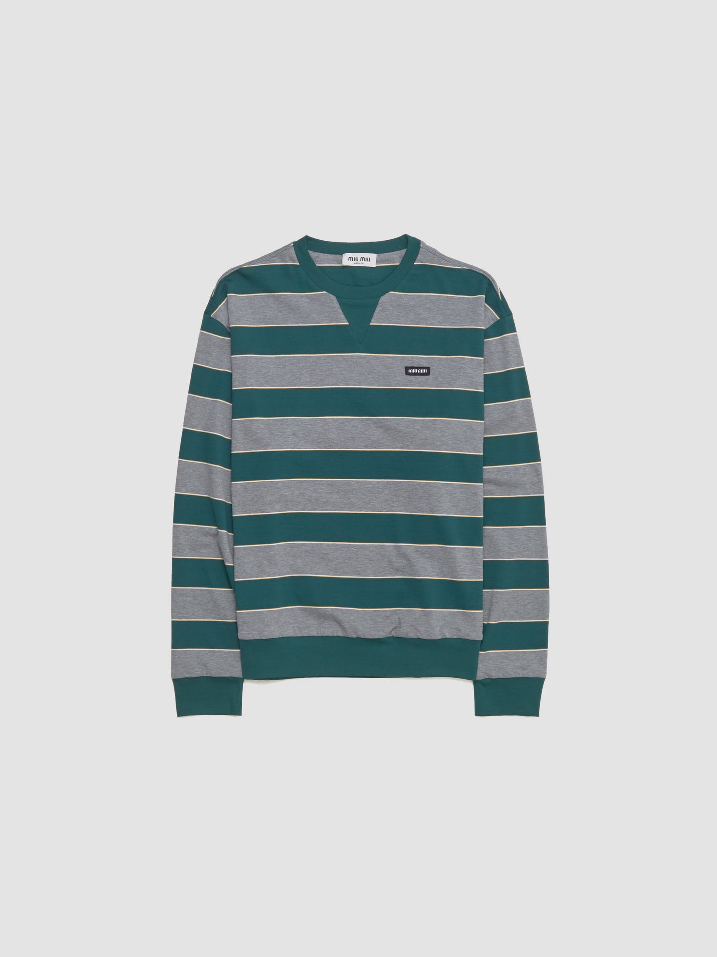 Striped Jersey Sweatshirt in Green & Grey
