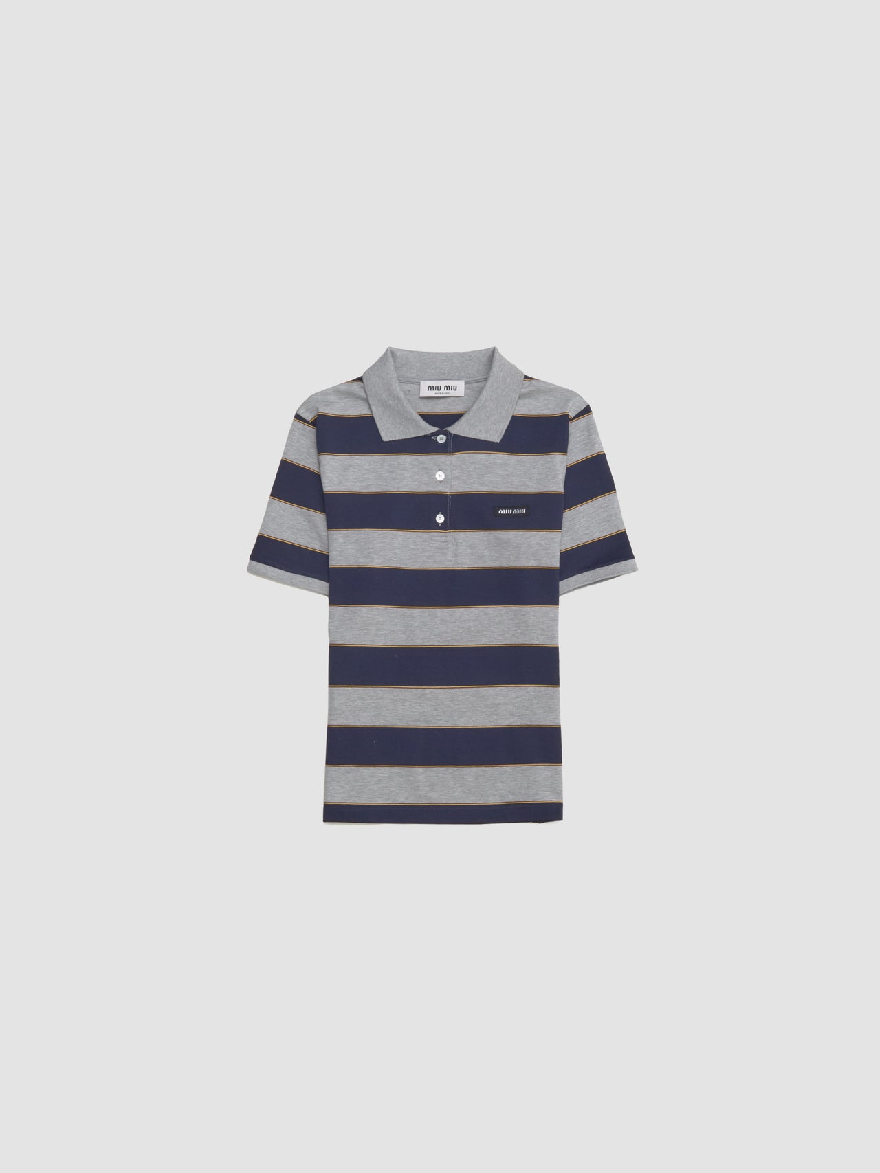 Striped Jersey Polo Shirt in Grey & Blue
