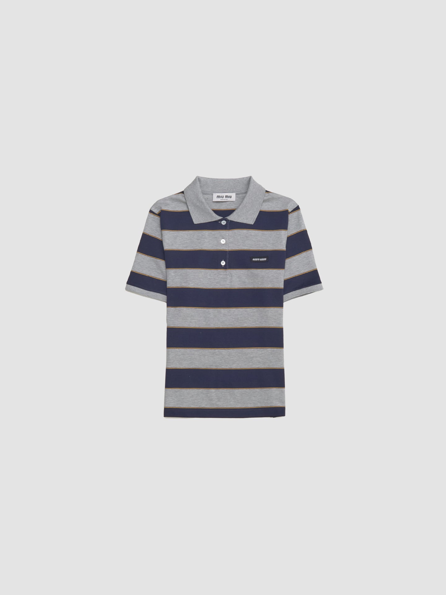 Striped Jersey Polo Shirt in Grey & Blue