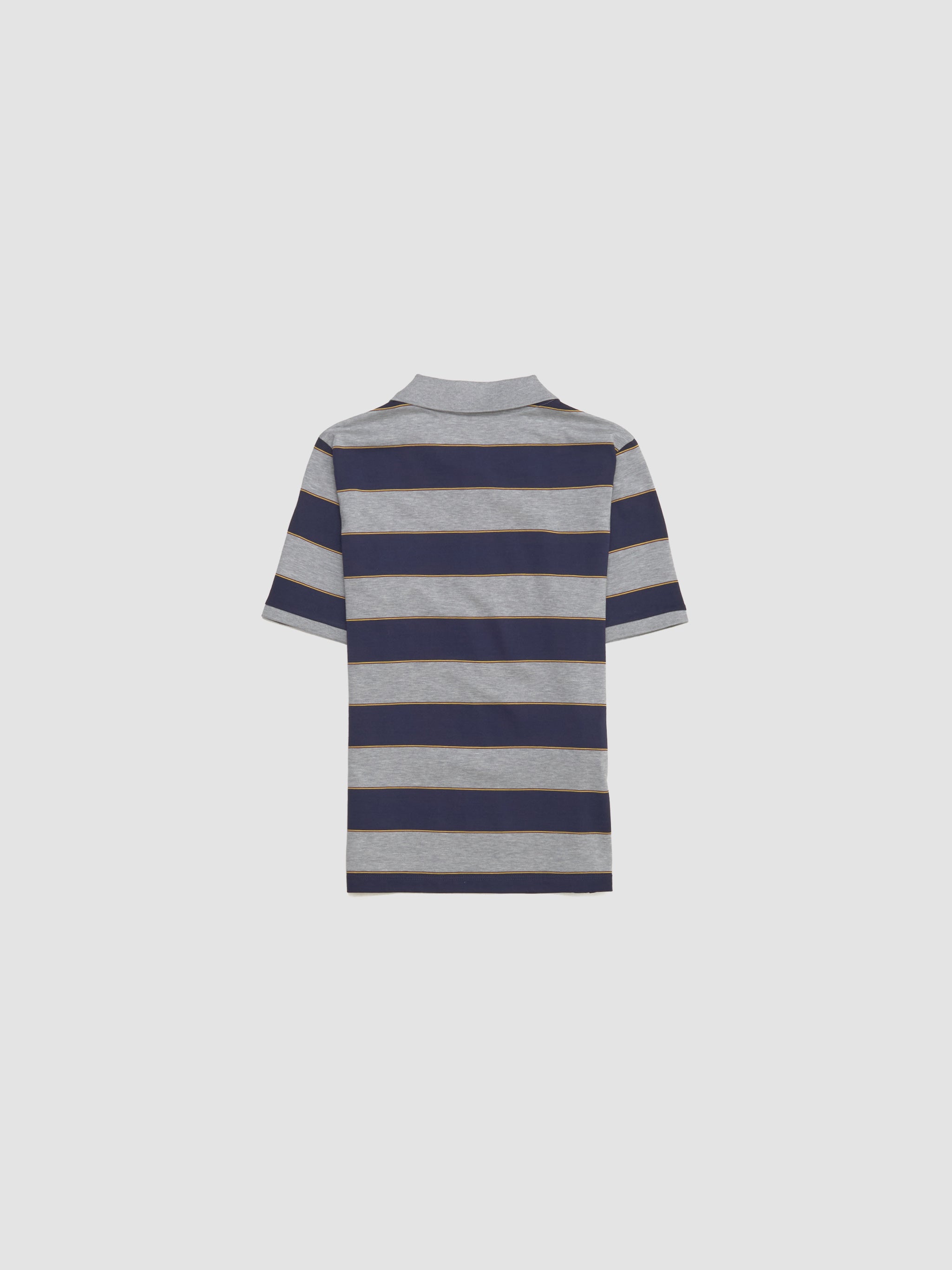 Striped Jersey Polo Shirt in Grey & Blue