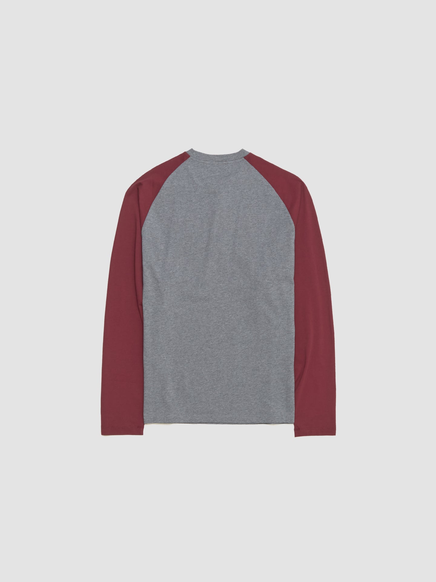 Cotton Crewneck with Buttons in Grey & Amaranth