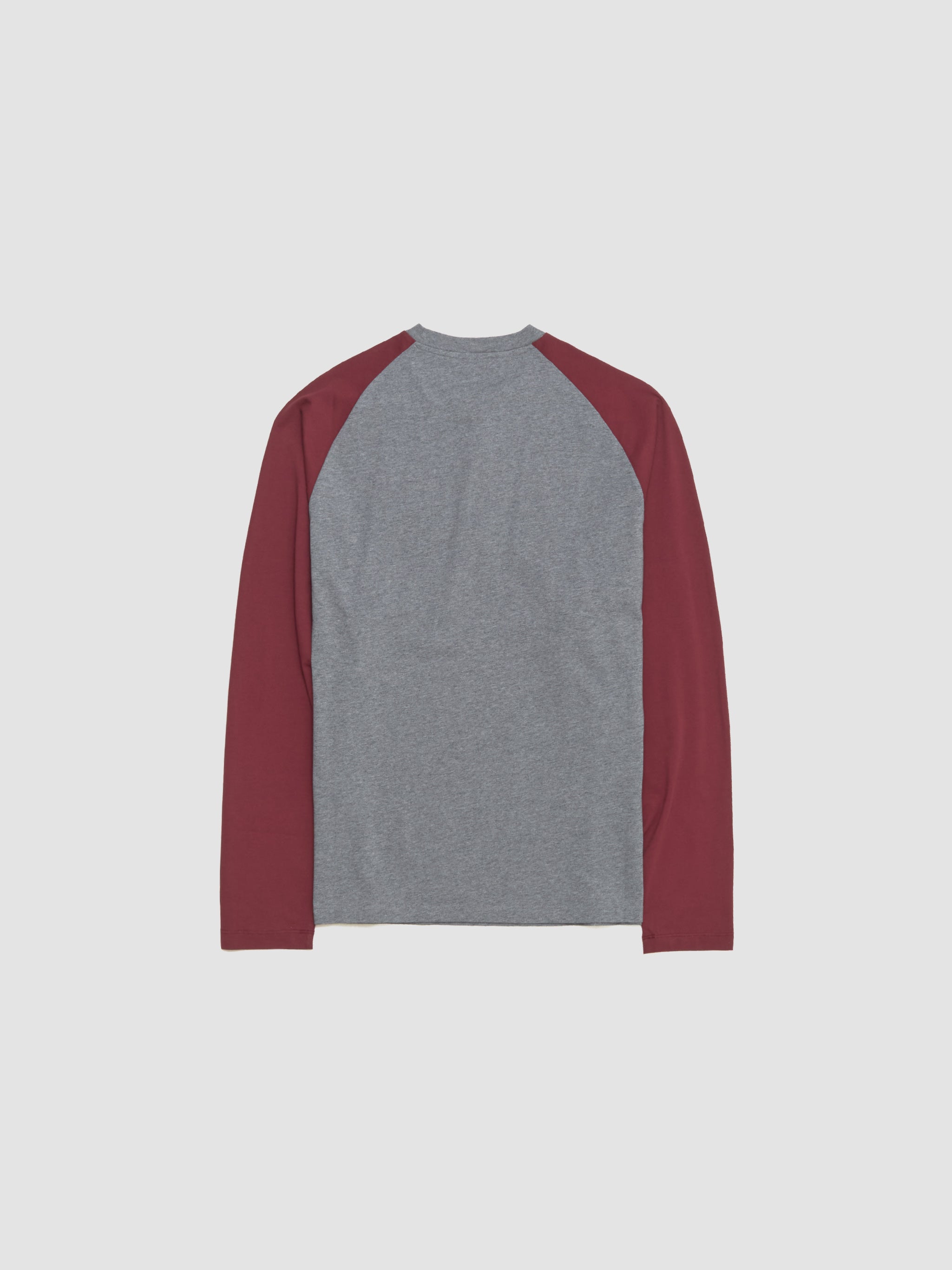 Cotton Crewneck with Buttons in Grey & Amaranth