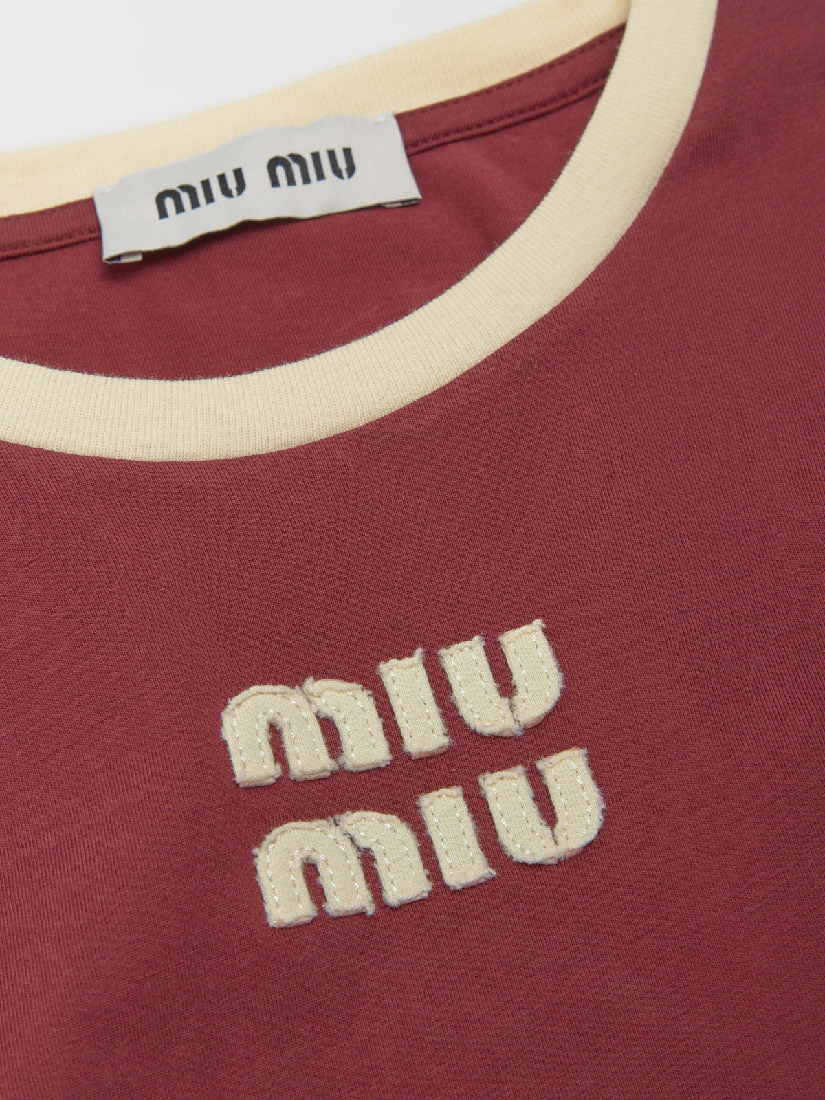 Cotton T-Shirt in Amaranth & White