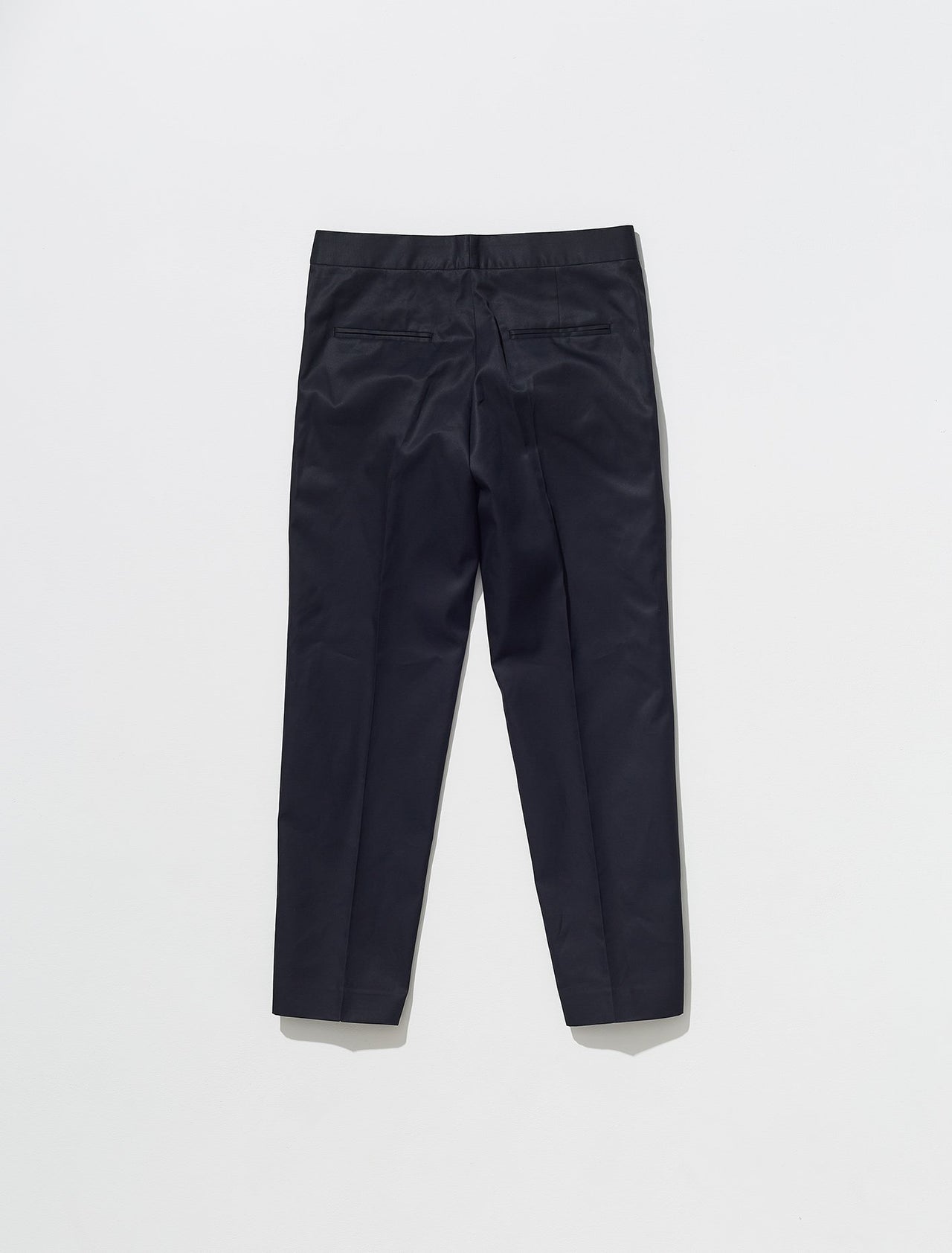 Cotton Garbadine Cropped Trousers in Dark Blue