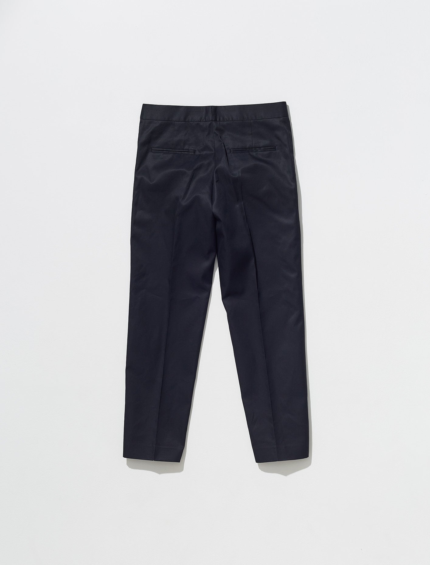 Cotton Garbadine Cropped Trousers in Dark Blue