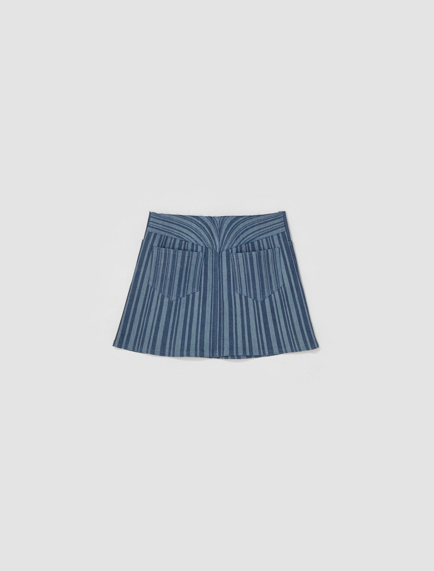 Lazered Denim Mini Skirt in Light Blue