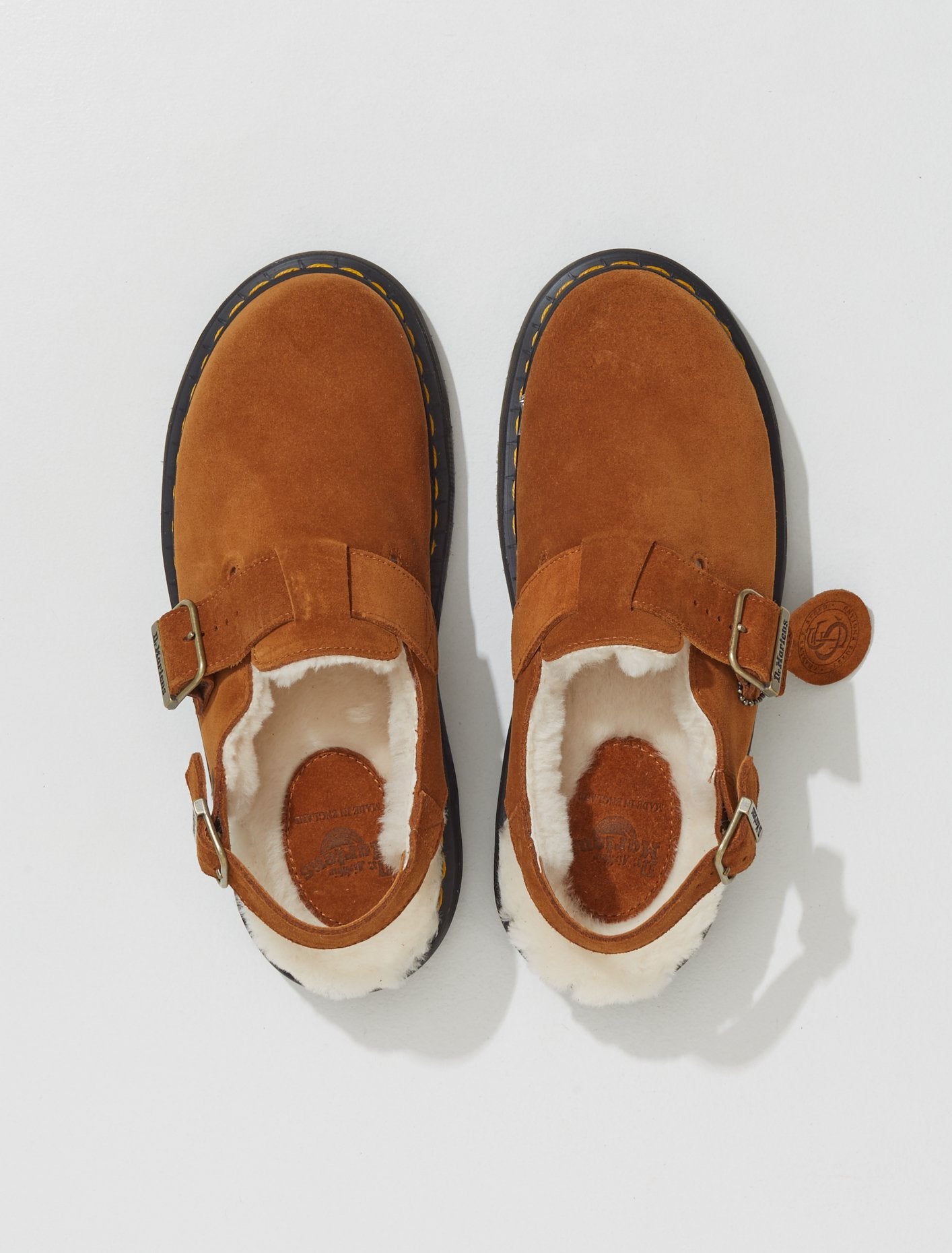 Jorge Shearling Buckle Mules in Brown