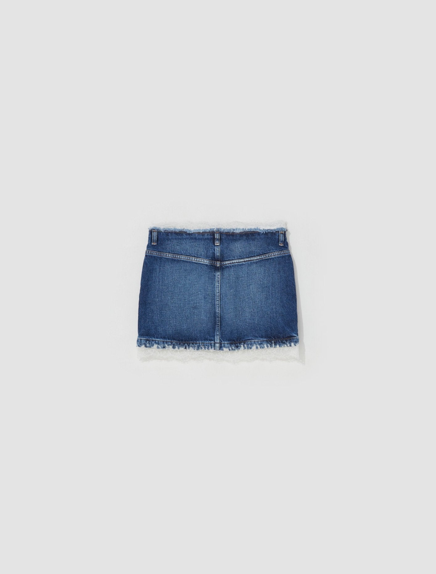 Ron Skirt with Lace Trimmings in Denim Blue