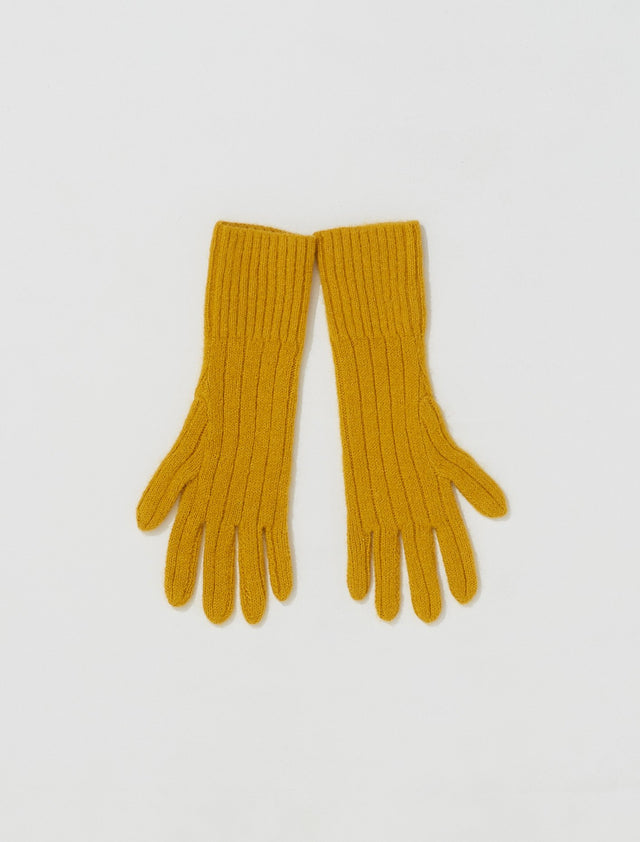 Neilos Alpaca Rib Knit Gloves in Yellow