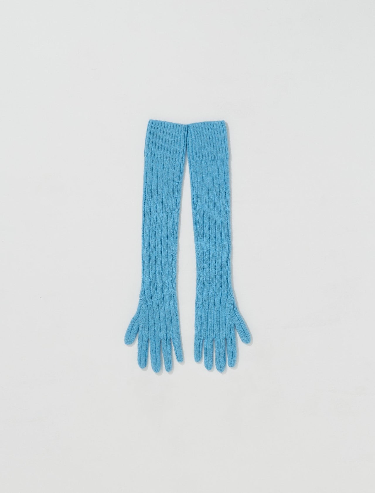 Neilos Long Alpaca Rib Knit Gloves in Sky