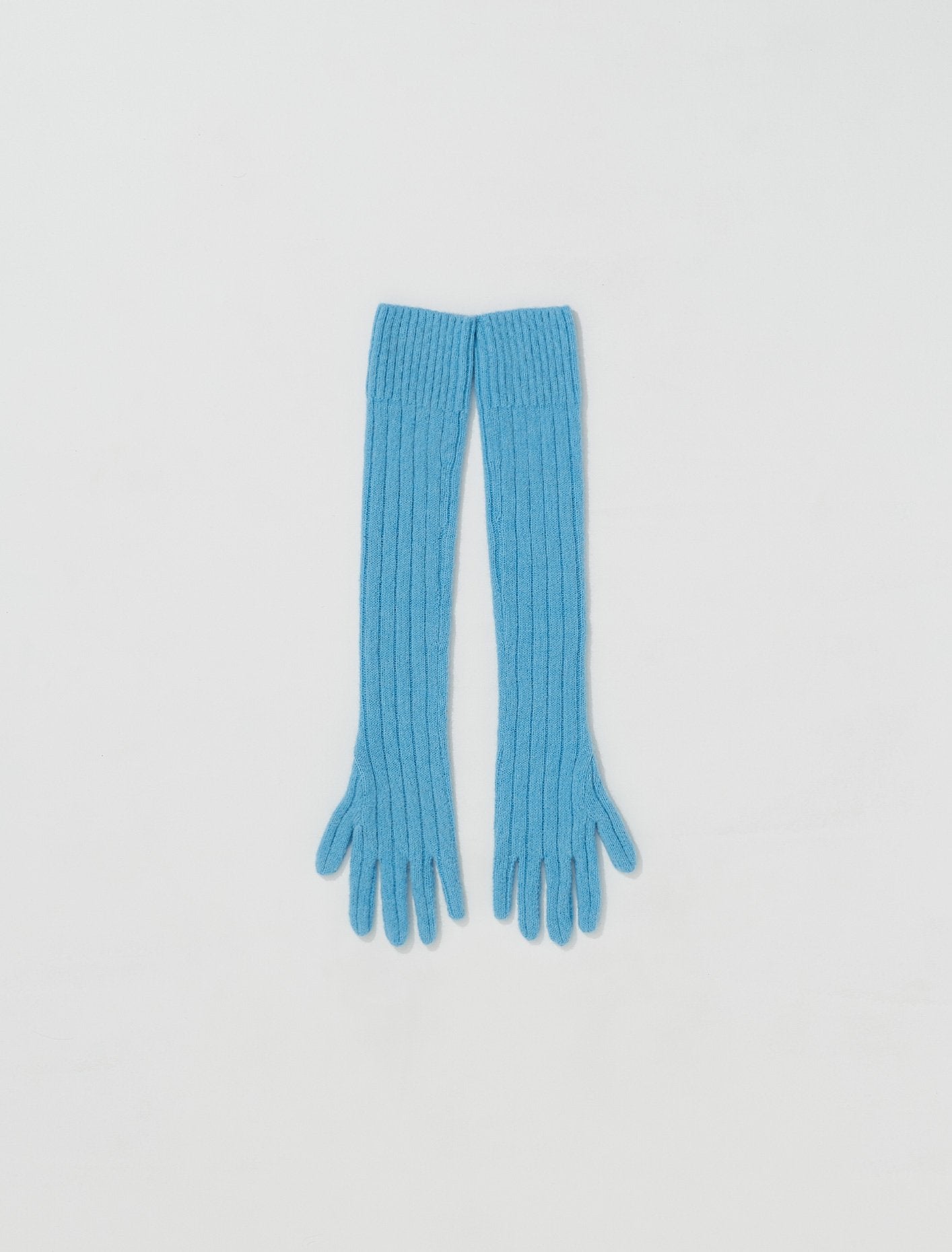 Neilos Long Alpaca Rib Knit Gloves in Sky