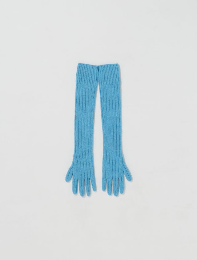 Neilos Long Alpaca Rib Knit Gloves in Sky
