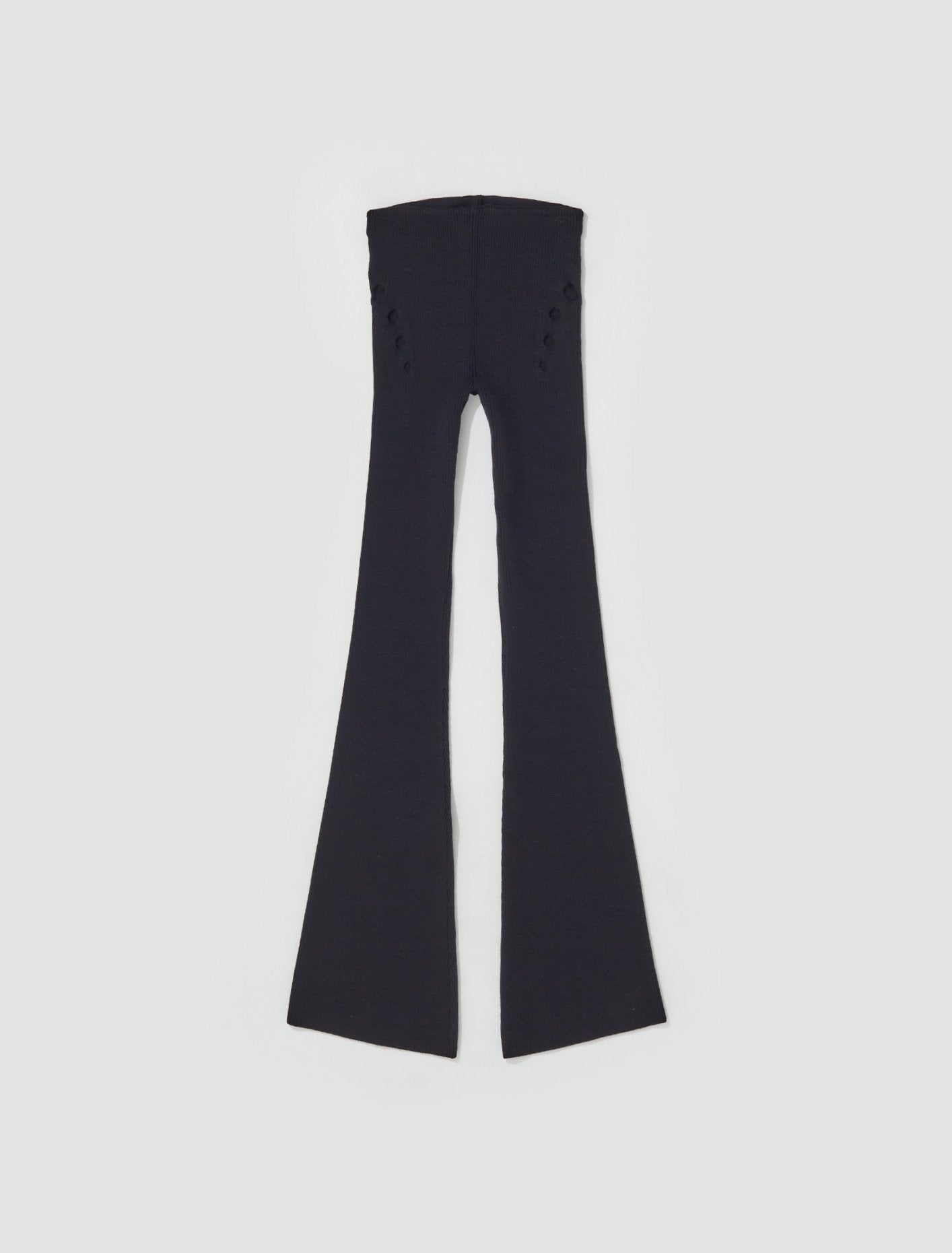 Flared Trousers with Perforated Details in Black