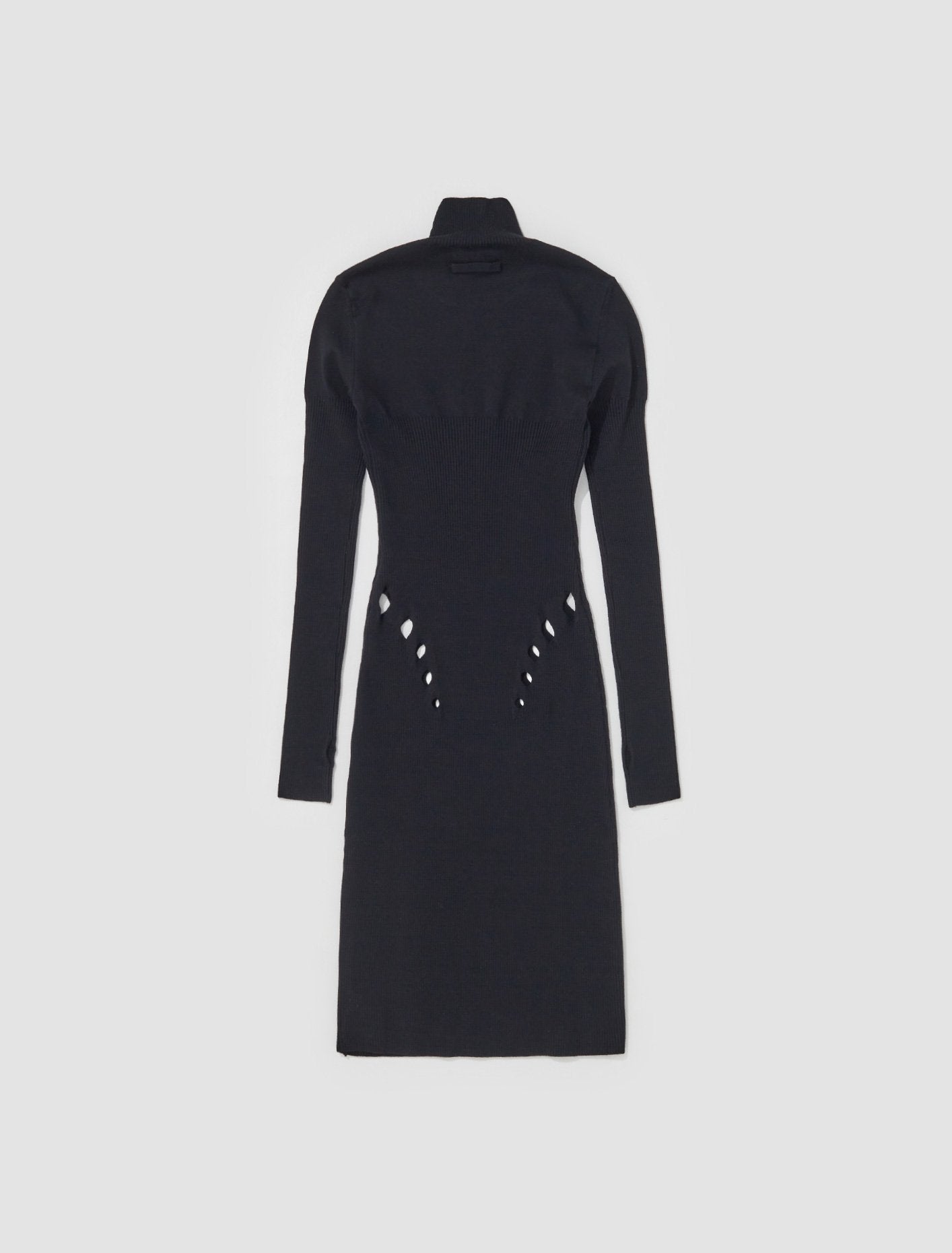 High Neck Dress with Perforated Details in Black