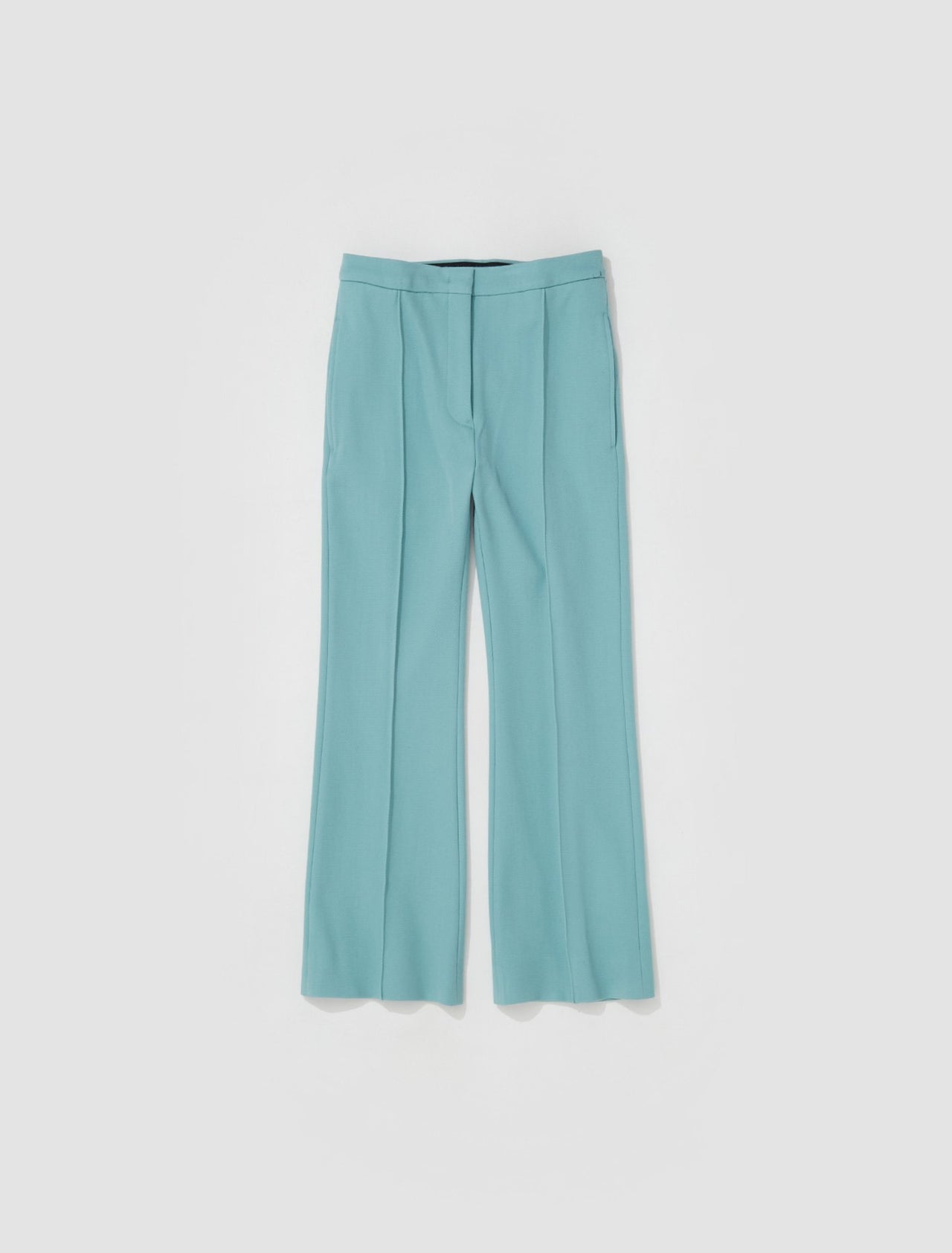 Soft Diagonal Wool Mix Trousers in Turquoise