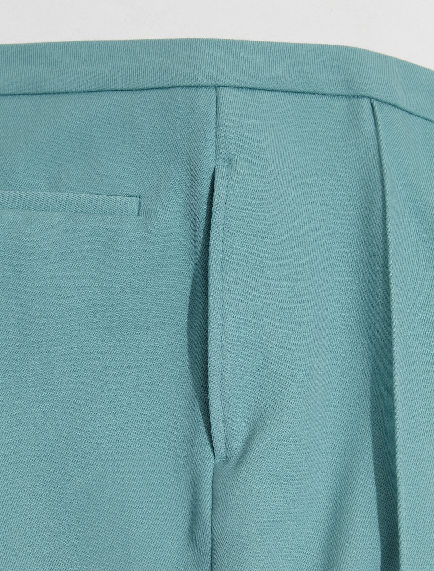 Soft Diagonal Wool Mix Trousers in Turquoise