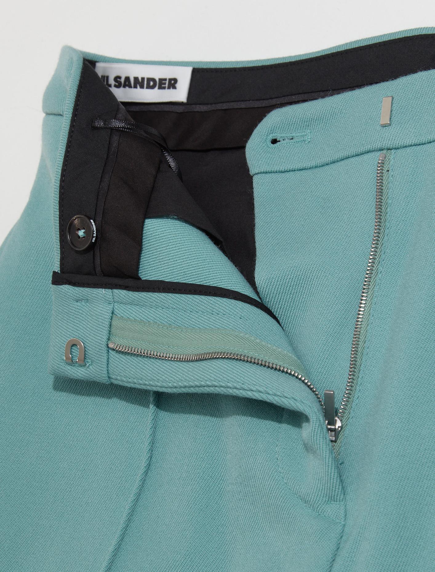 Soft Diagonal Wool Mix Trousers in Turquoise