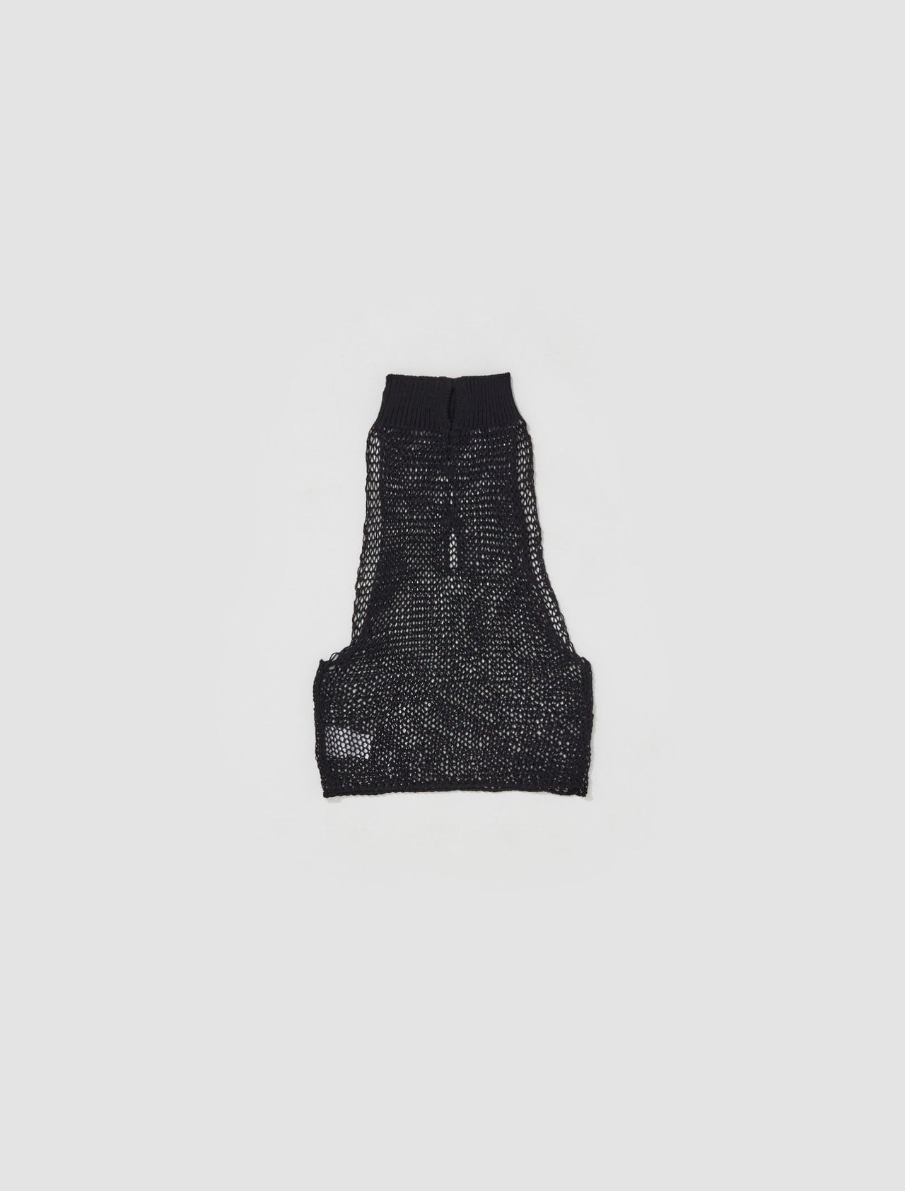 Fishnet Knit Turtle Neck Tank Top in Black