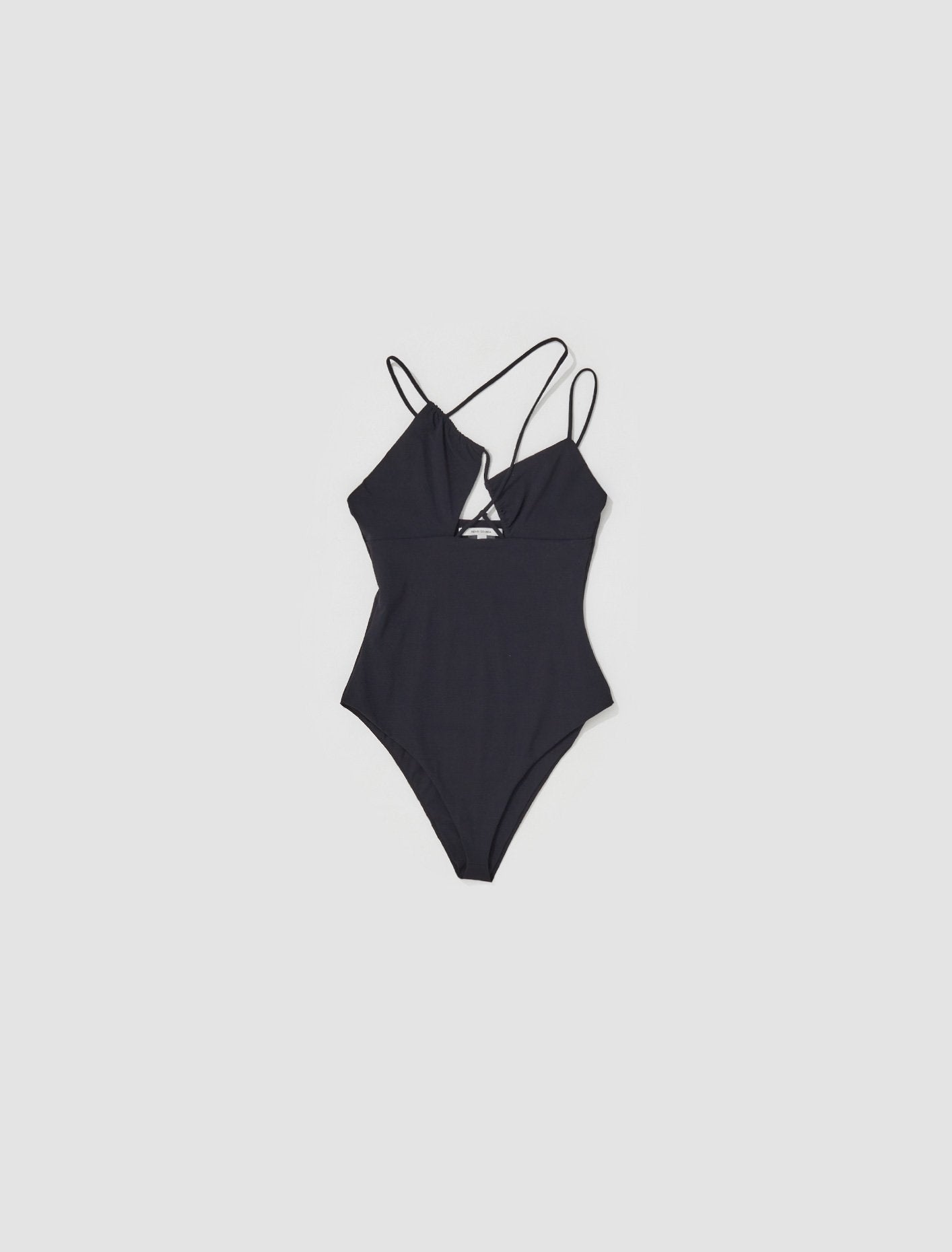 Asymmetric Draped Bra Swimsuit in Black