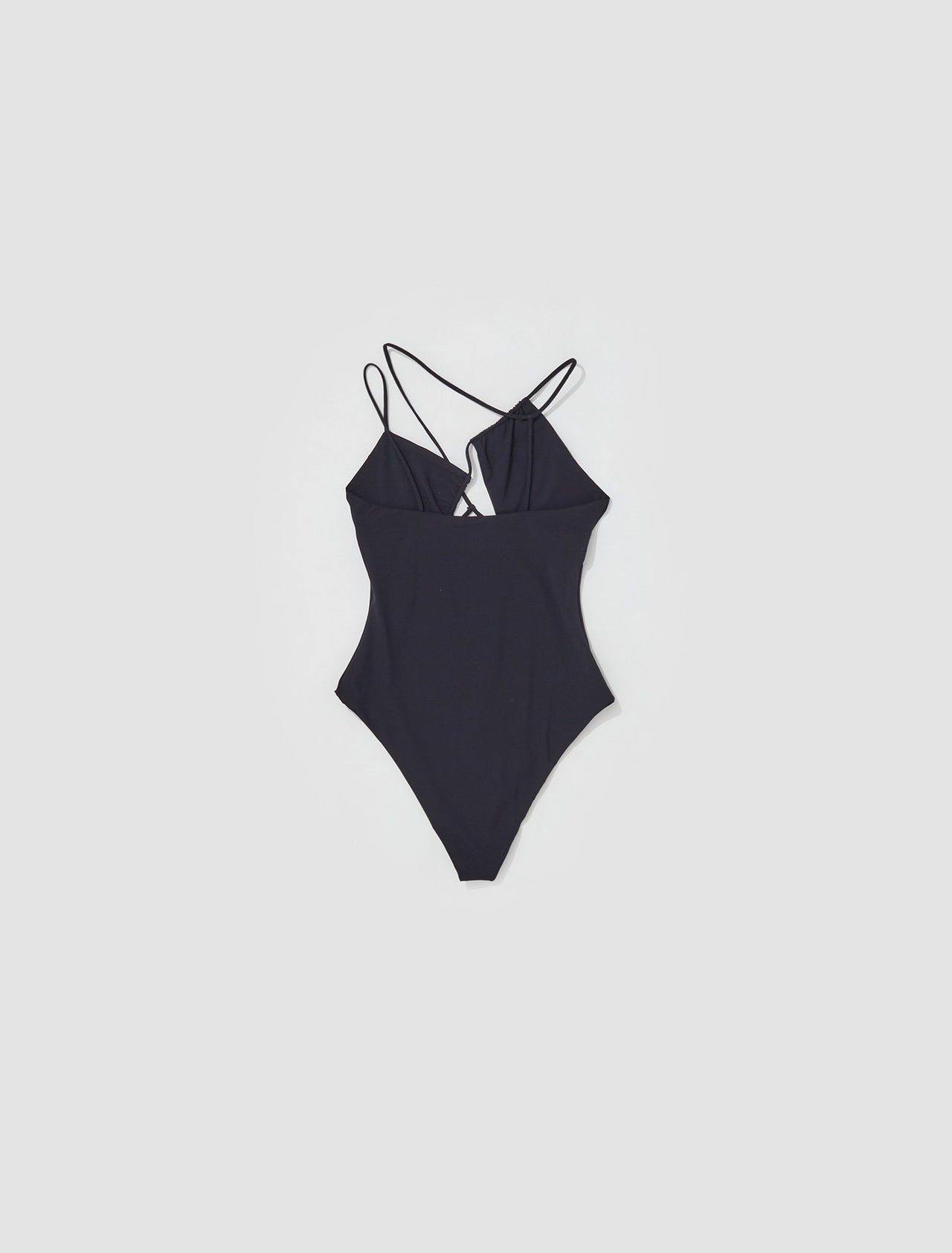 Asymmetric Draped Bra Swimsuit in Black