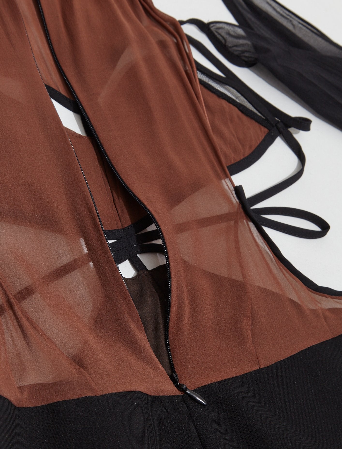 Nensi Dojaka - Draped Bra Cut-Out Mini Dress in Chestnut - AW22NDAW22DR072B Voo Store Nensi Dojaka - Draped Bra Cut-Out Mini Dress in Chestnut - AW22NDAW22DR072B Voo Store