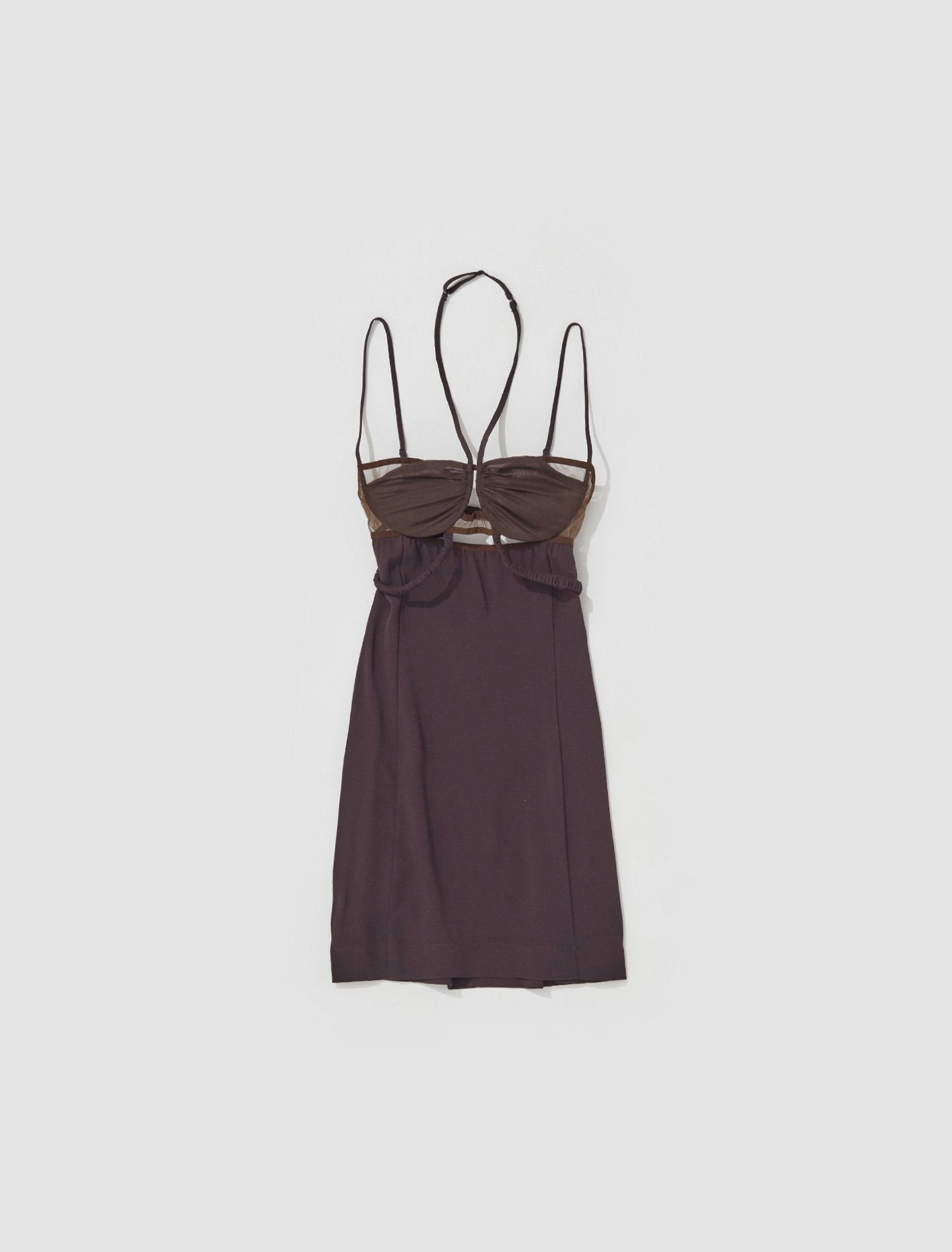 Draped Double Bra Mini Dress in Chocolate