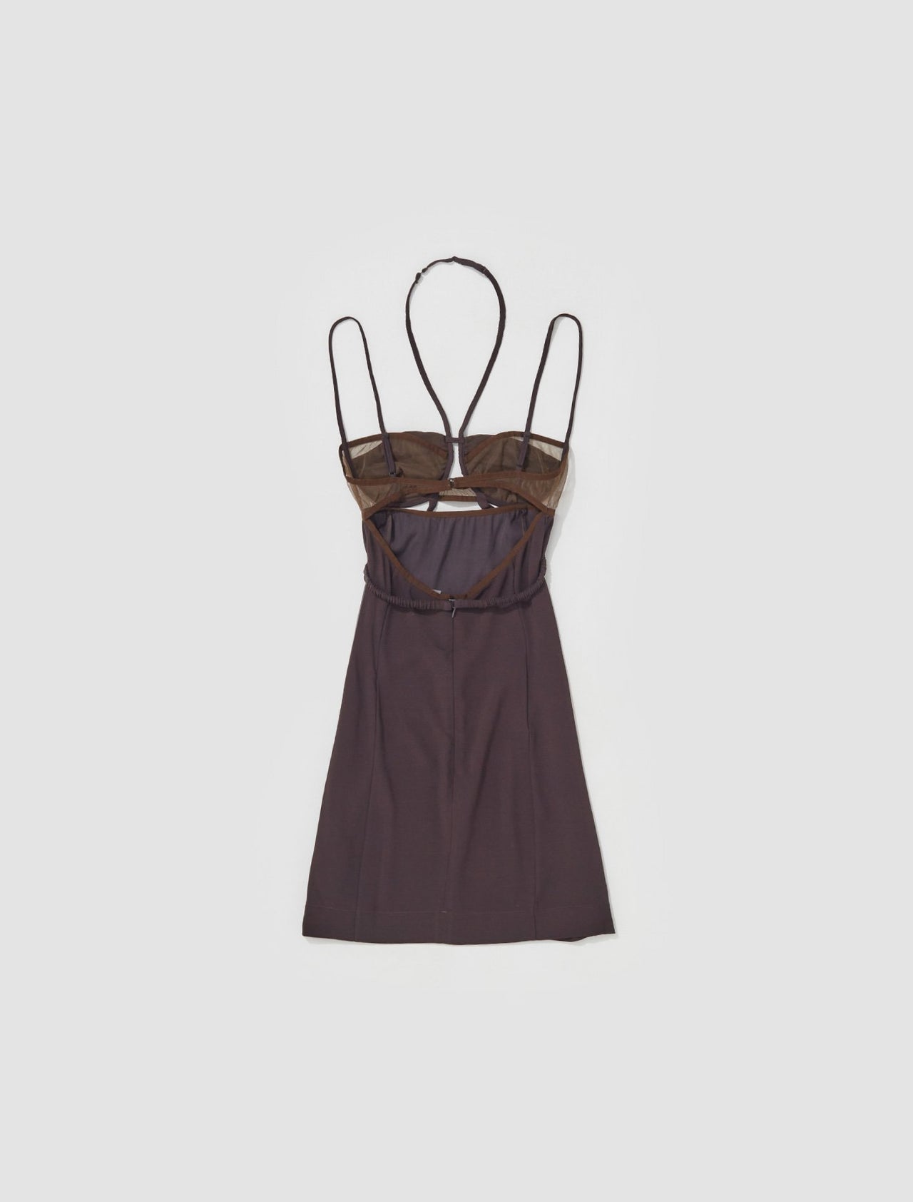 Draped Double Bra Mini Dress in Chocolate