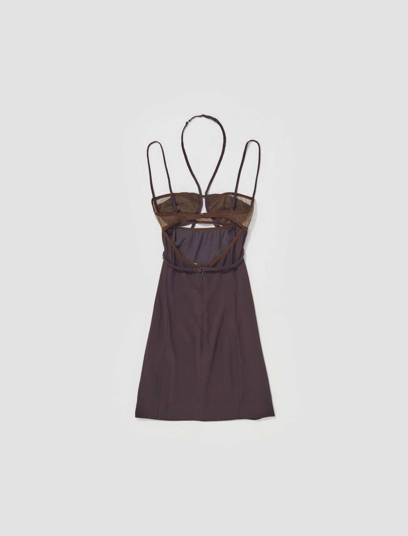 Draped Double Bra Mini Dress in Chocolate