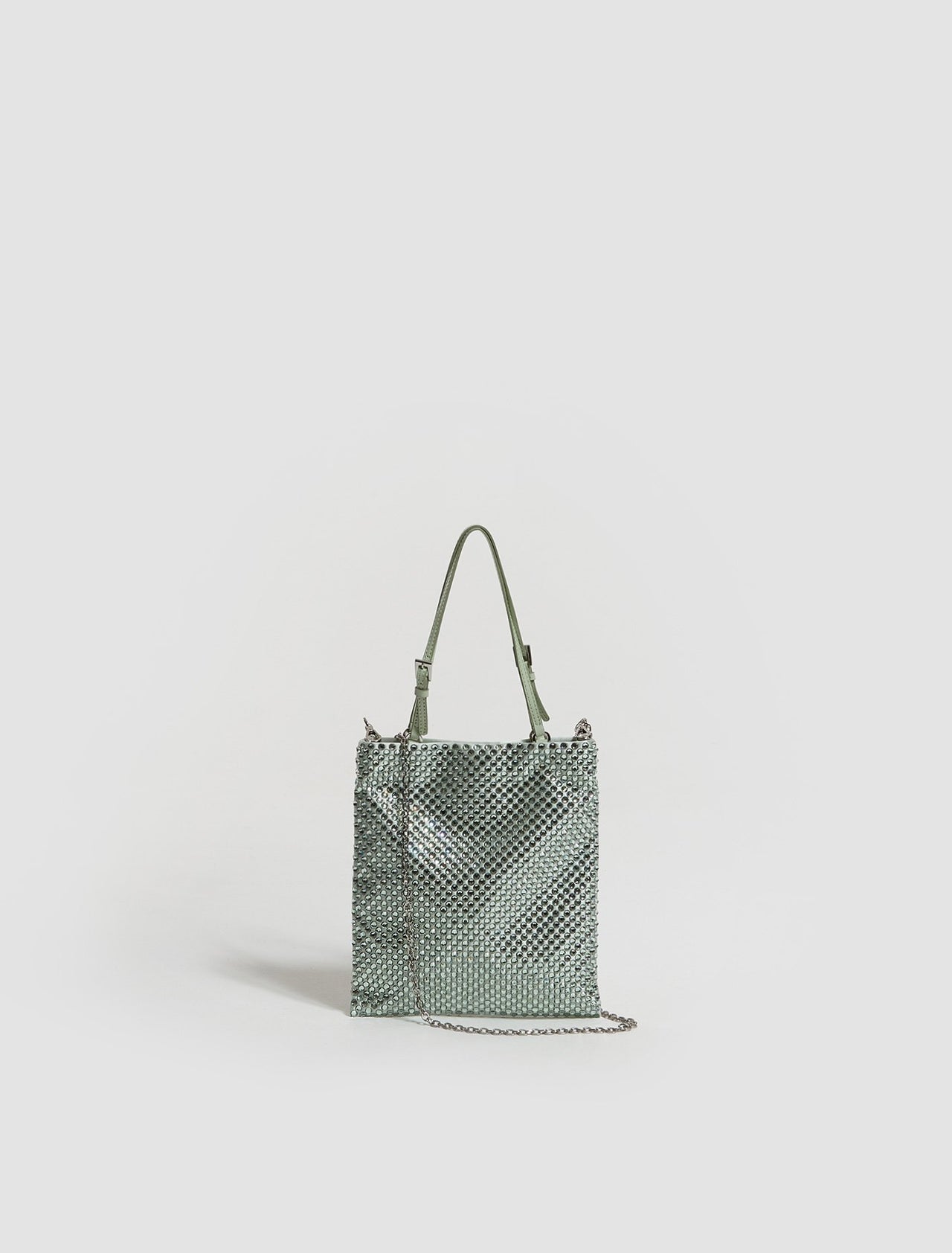 Mini Shoulder Bag with Artificial Crystals in Aqua