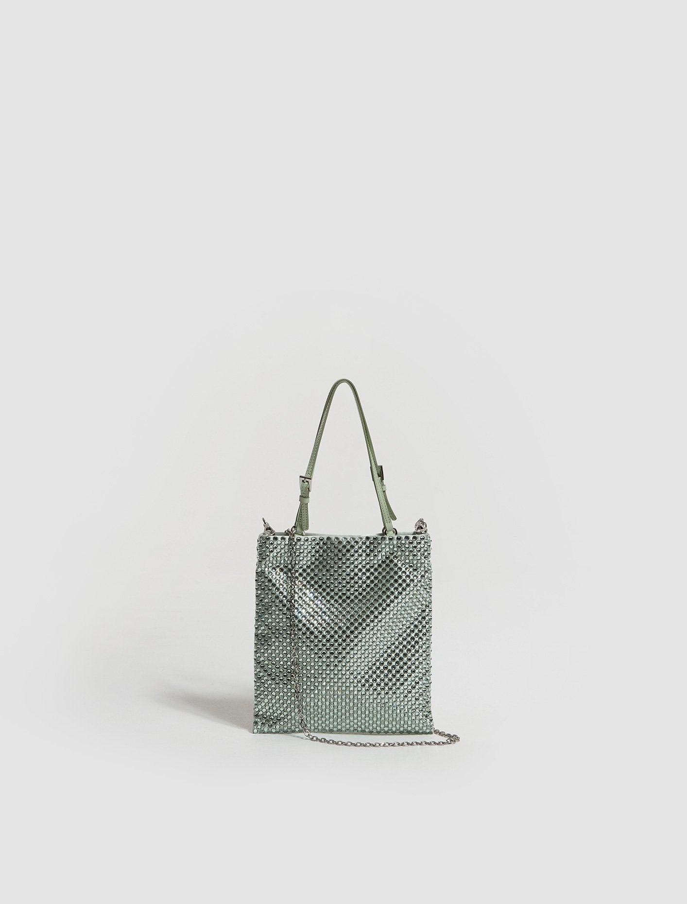 Mini Shoulder Bag with Artificial Crystals in Aqua