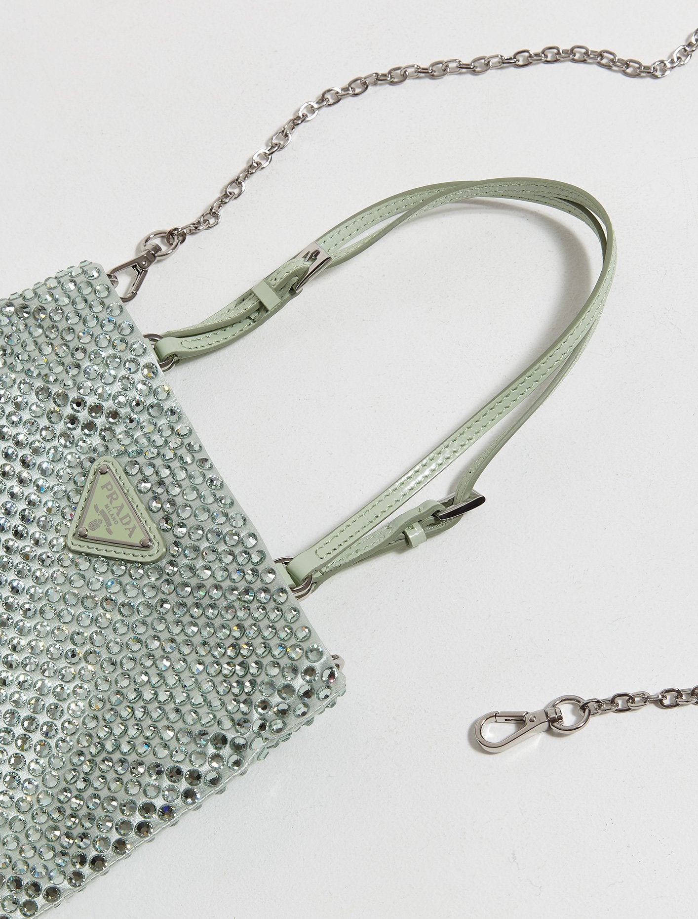 Mini Shoulder Bag with Artificial Crystals in Aqua
