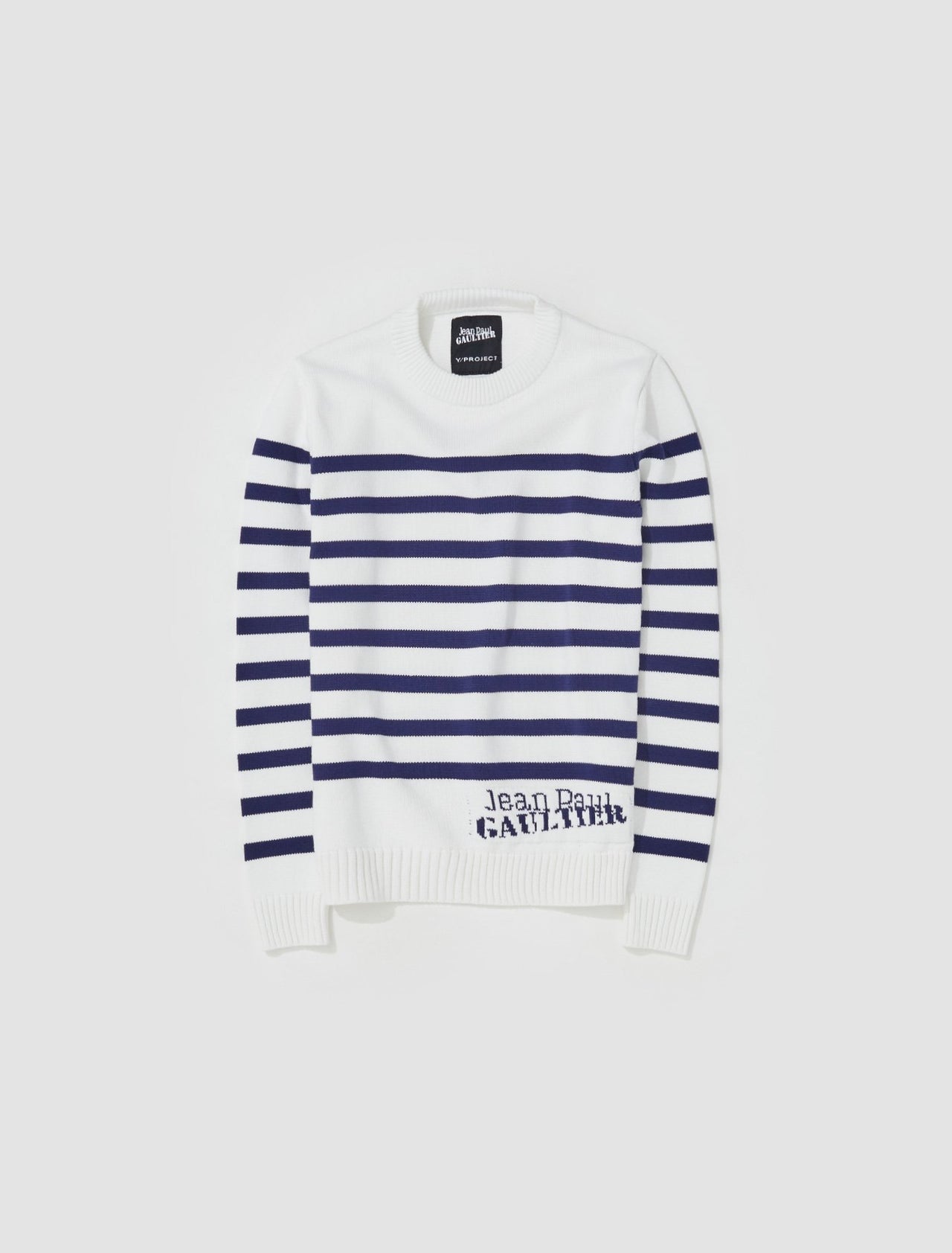 x JPG Mariniere Mesh Cover Sweater in White